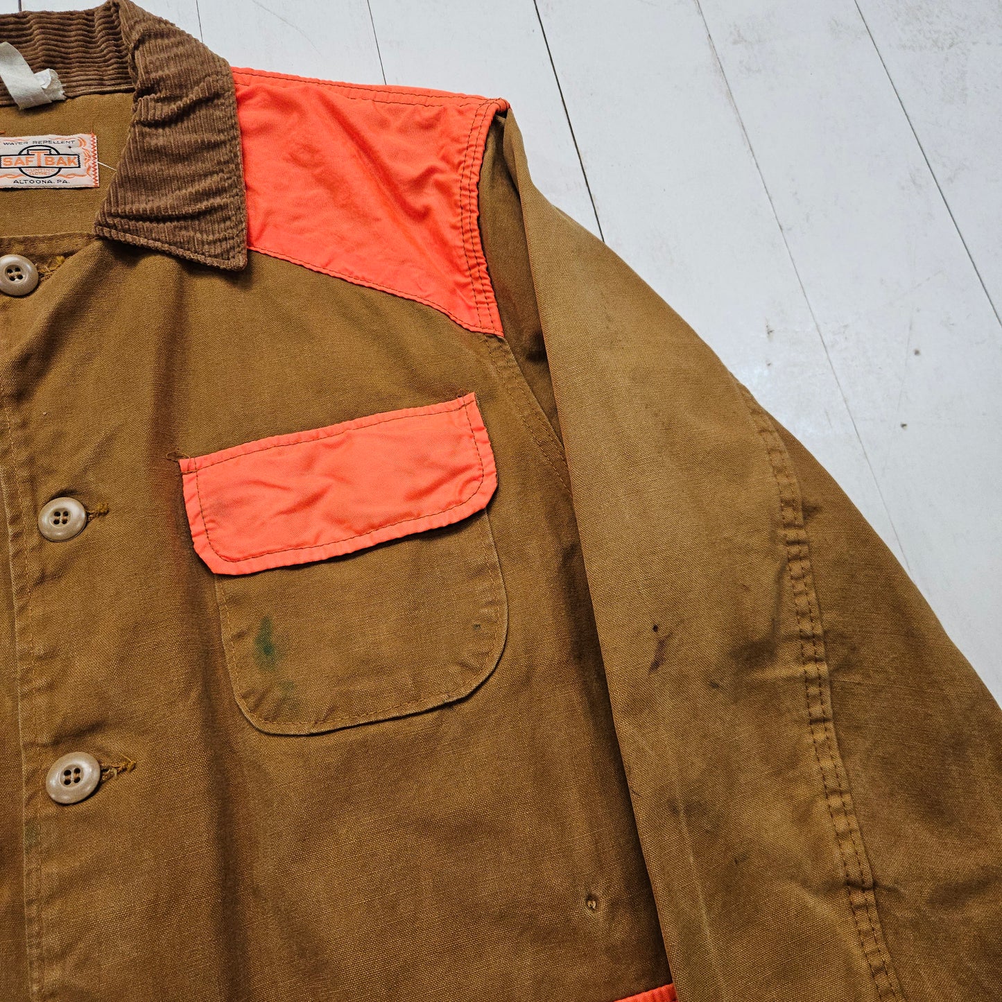 1960s/1970s SafTBack Khaki Canvas Hunting Jacket Made in USA Size L/XL