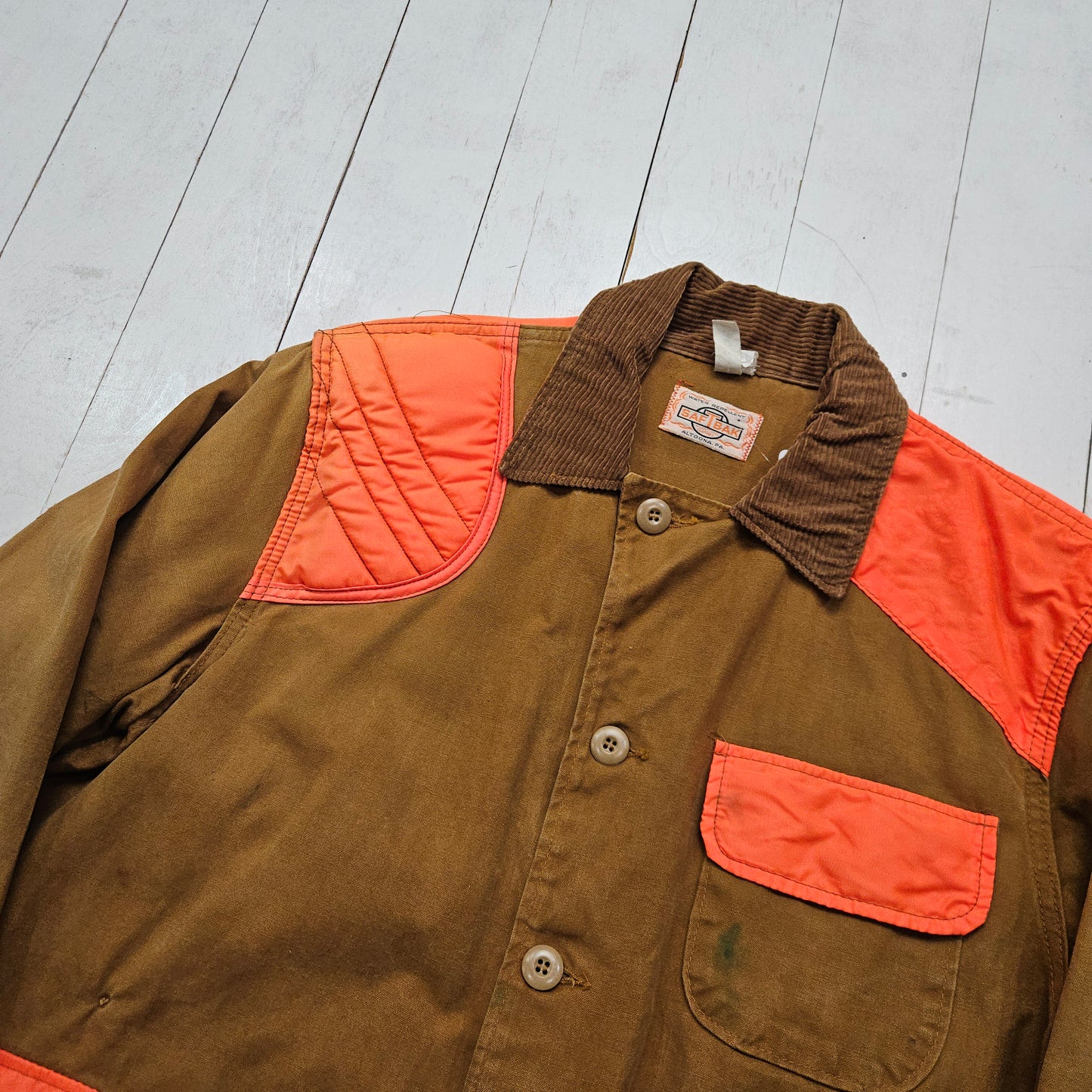 1960s/1970s SafTBack Khaki Canvas Hunting Jacket Made in USA Size L/XL