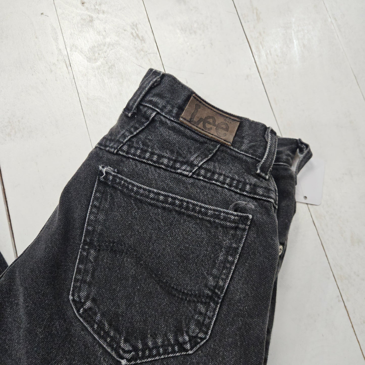 1990s Lee Faded Black Denim Womens Wester Cut Jeans Made in USA Size 28x26.75