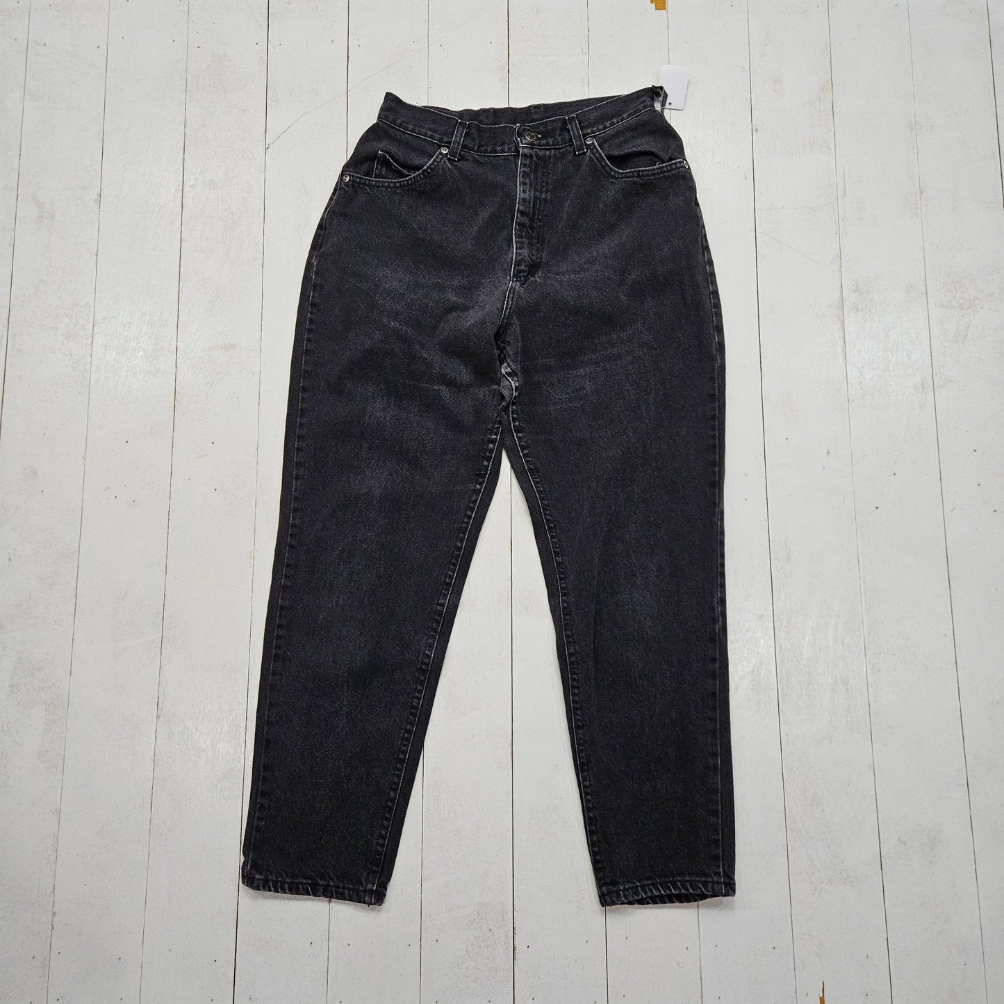 1990s Lee Faded Black Denim Womens Wester Cut Jeans Made in USA Size 28x26.75