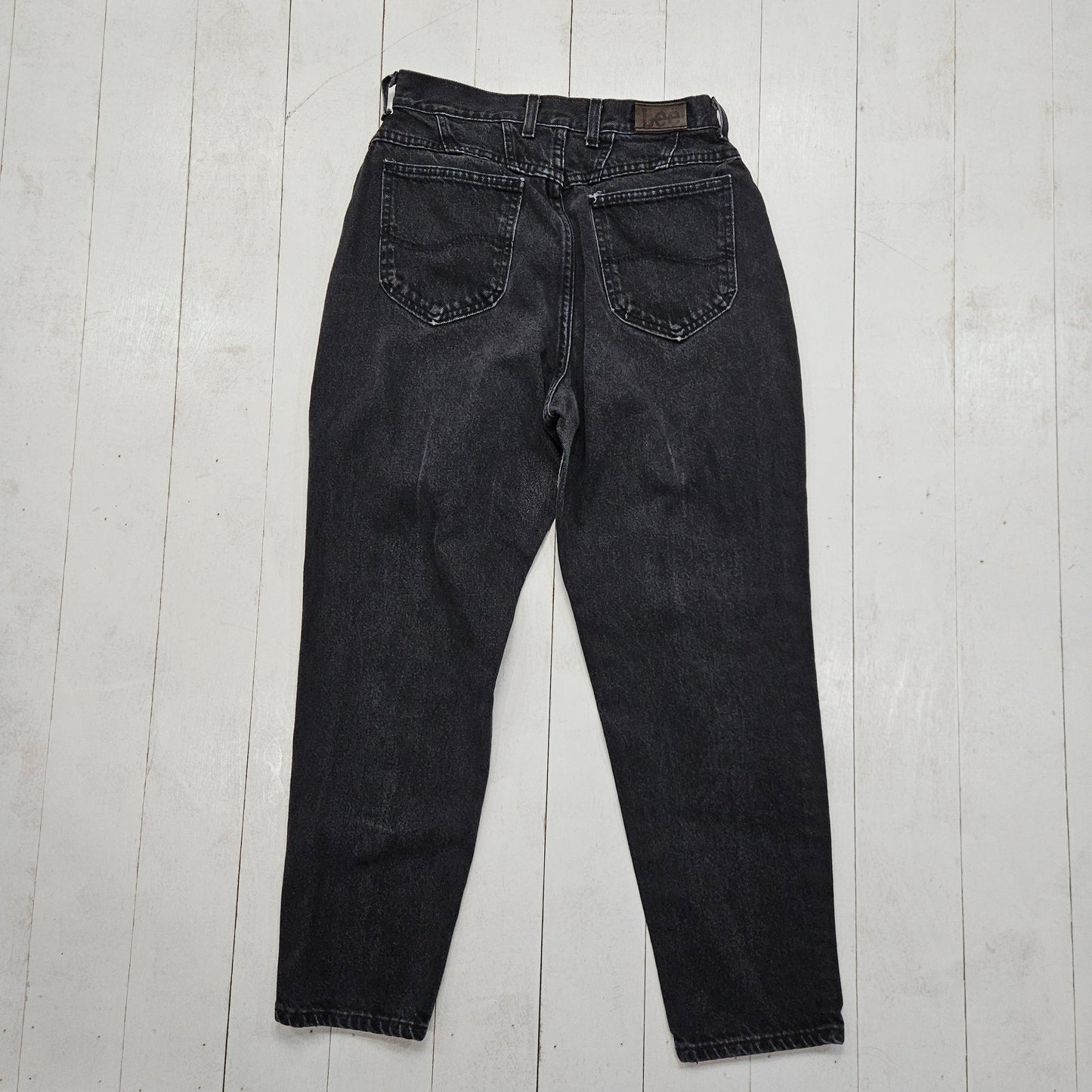 1990s Lee Faded Black Denim Womens Wester Cut Jeans Made in USA Size 28x26.75