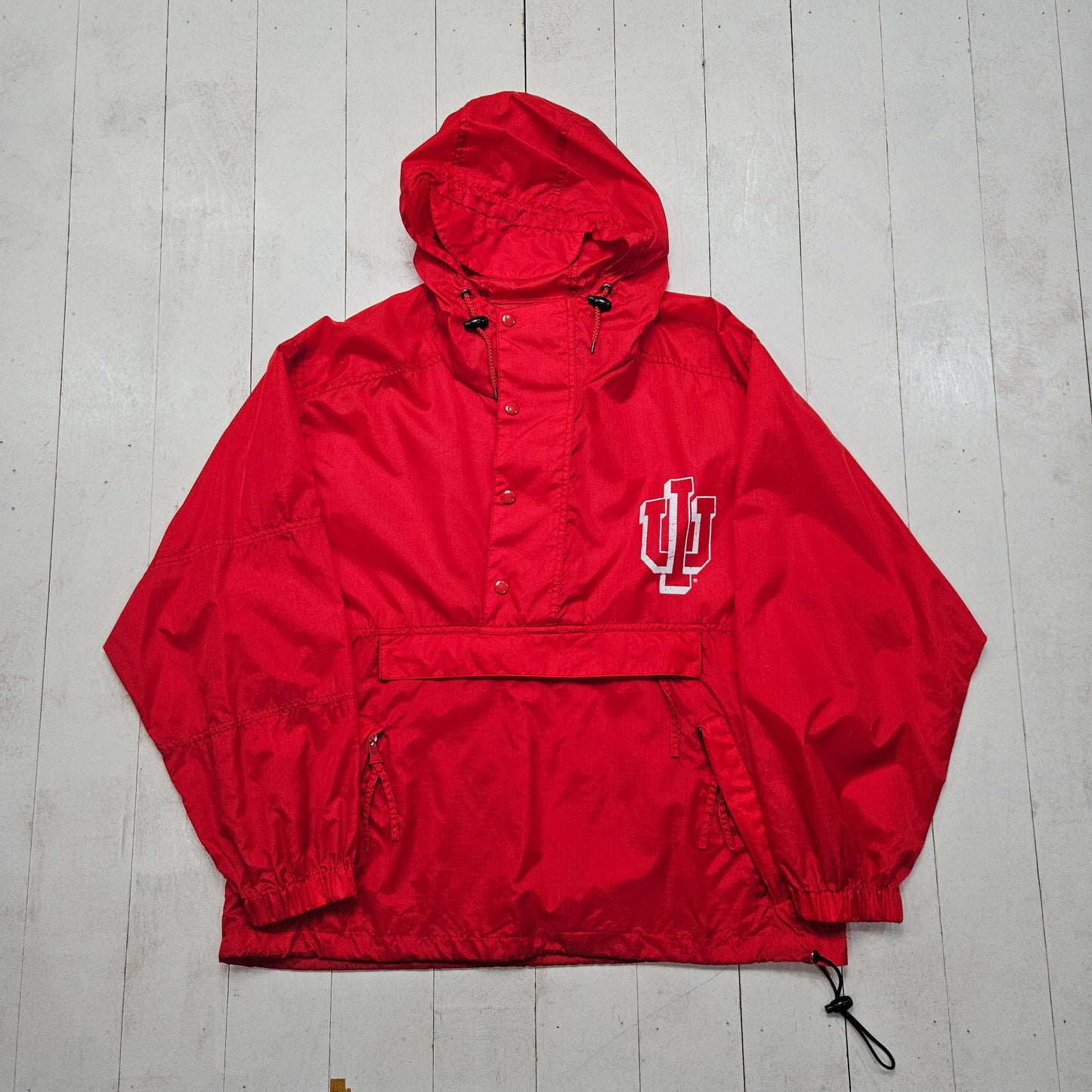 1990s Red Indiana Hoosiers NCAA Pullover Windbreaker Shell Jacket Size M/L