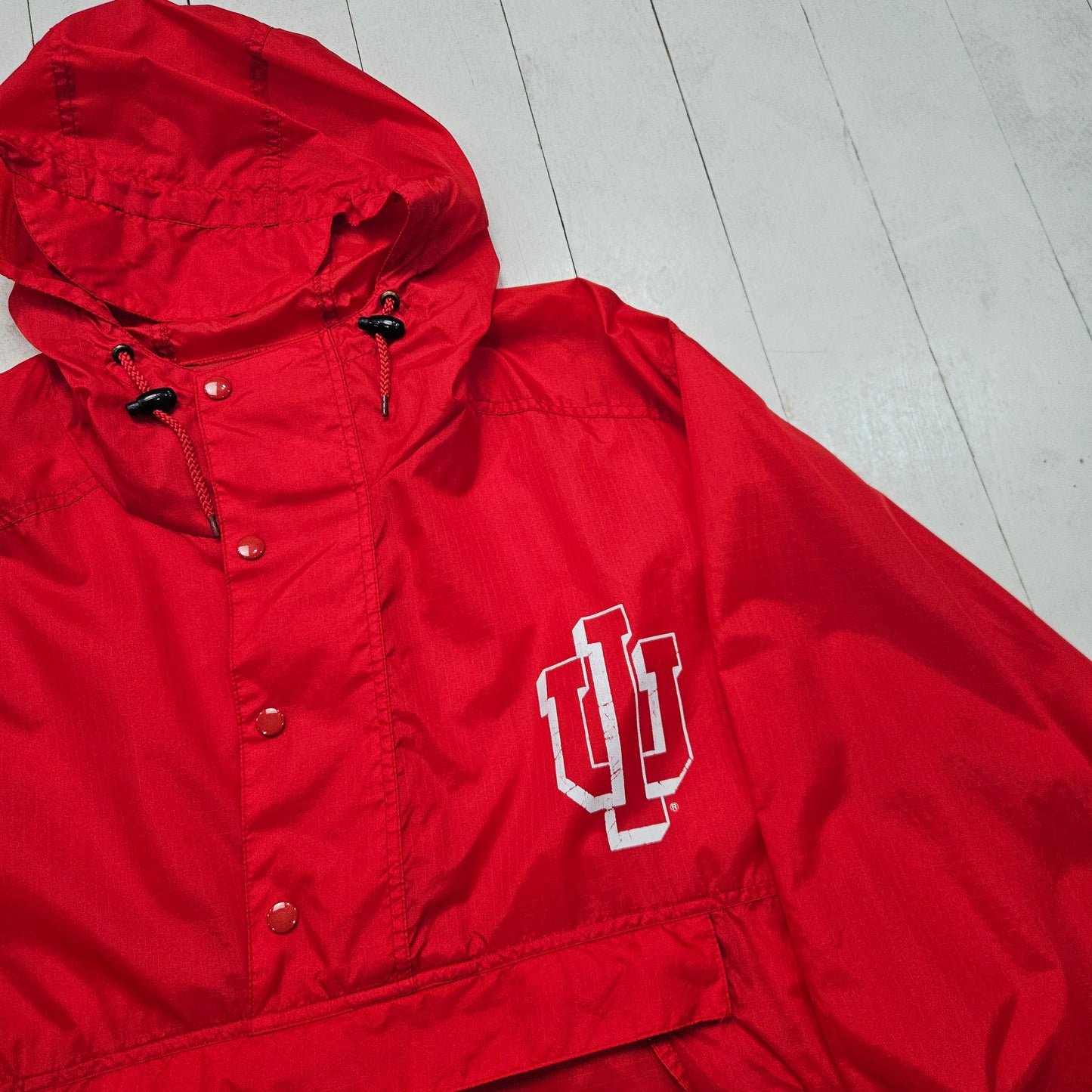 1990s Red Indiana Hoosiers NCAA Pullover Windbreaker Shell Jacket Size M/L