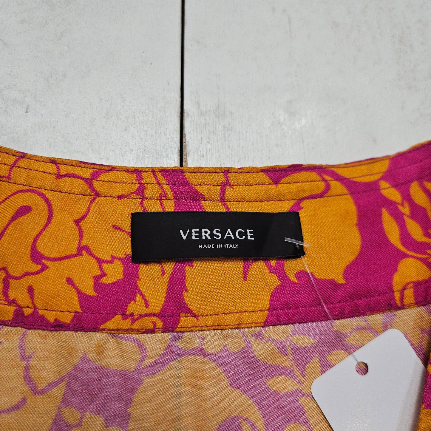2020s Versace Barocco Short Sleeve Authentic Silk Baseball Shirt Made in Italy Size L