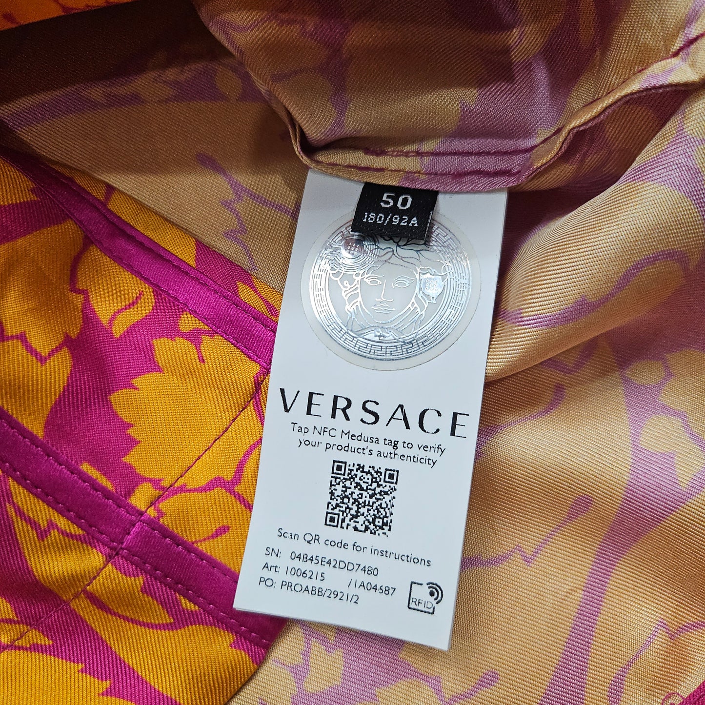 2020s Versace Barocco Short Sleeve Authentic Silk Baseball Shirt Made in Italy Size L