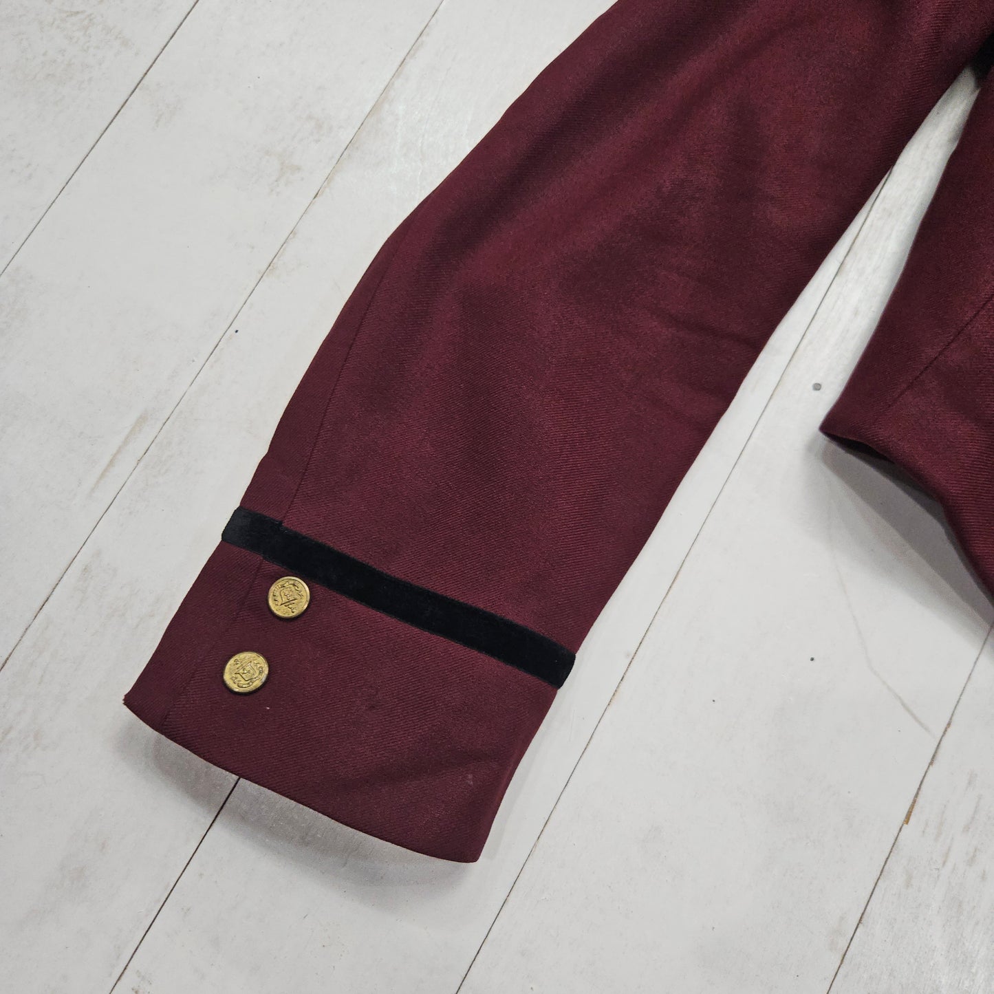 1930s-1950s Double Breasted Maroon/Black Bell Hop Jacket with Livery Buttons Womens Size XS