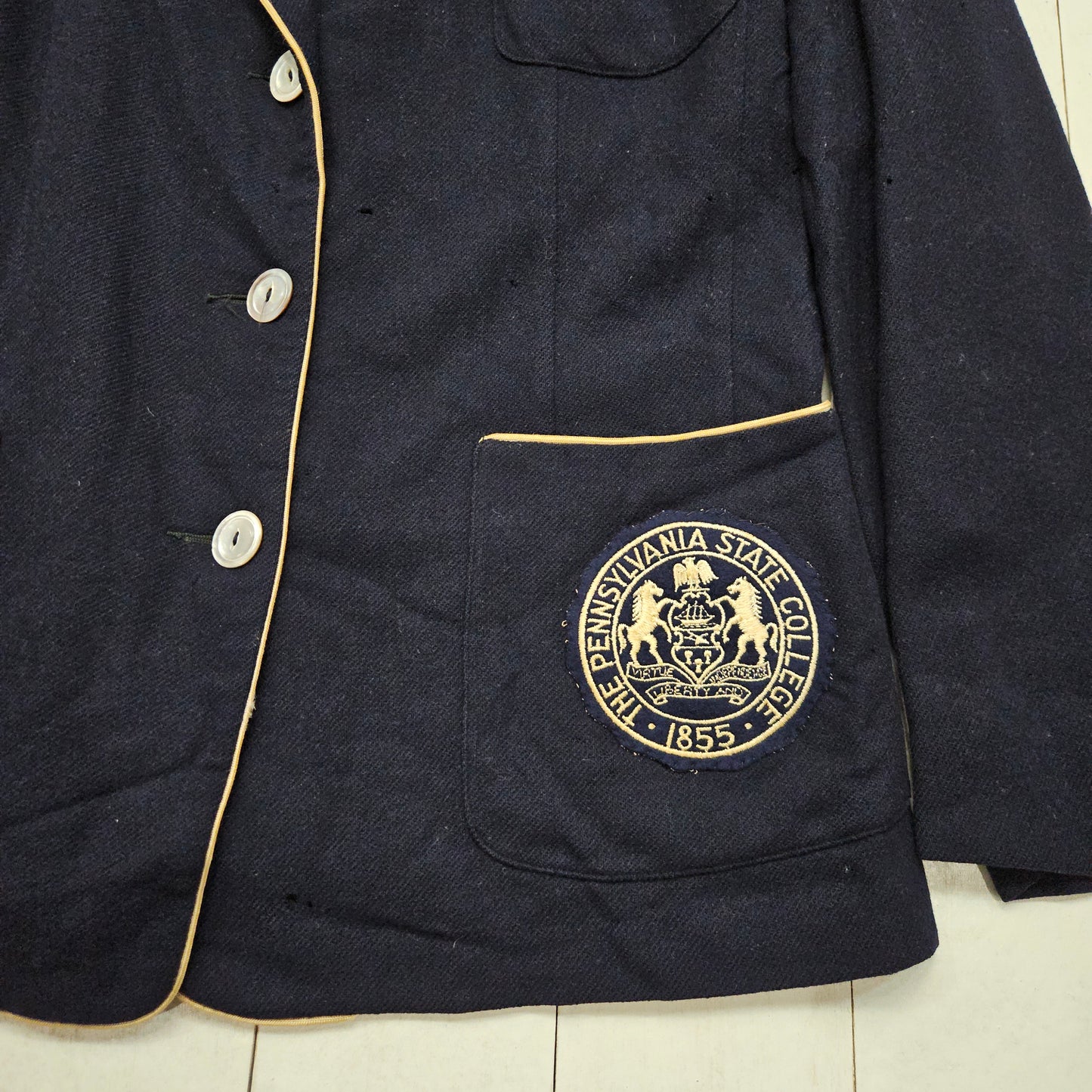 1960s Penn State Nittany Lions School Blazer Jacket Womens Size S - People's Champ Vintage -Womenswear