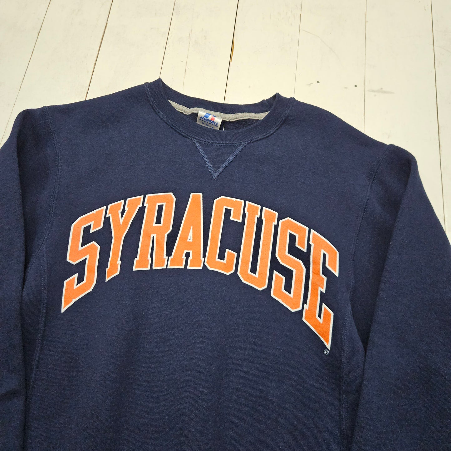 2000s Y2K Russell Athletic Blue Syracuse University Reverse Weave Style Sweatshirt Size S
