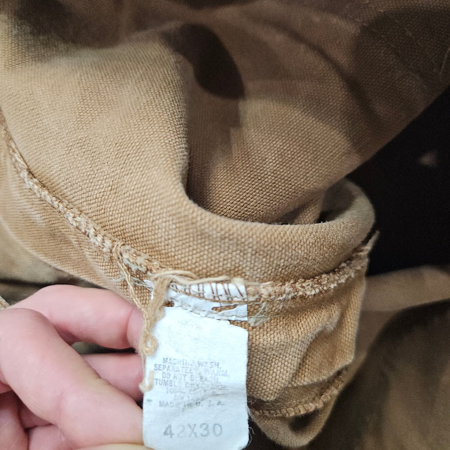 1970s Carhartt Canvas Double Knee Work Pants Made in USA Size 38x28