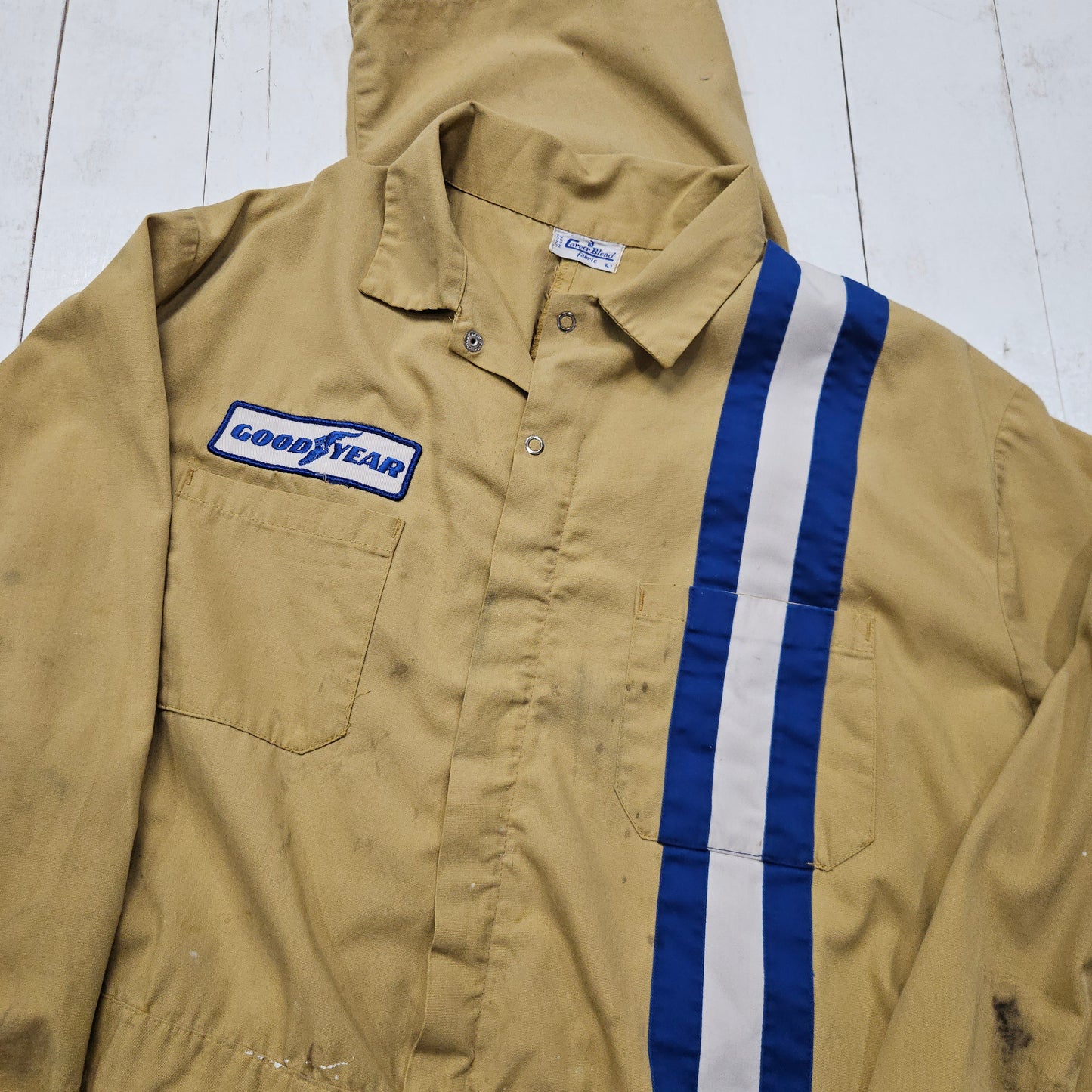 1970s/1980s Career Blend Mustard Yellow Goodyear Coveralls Size XL