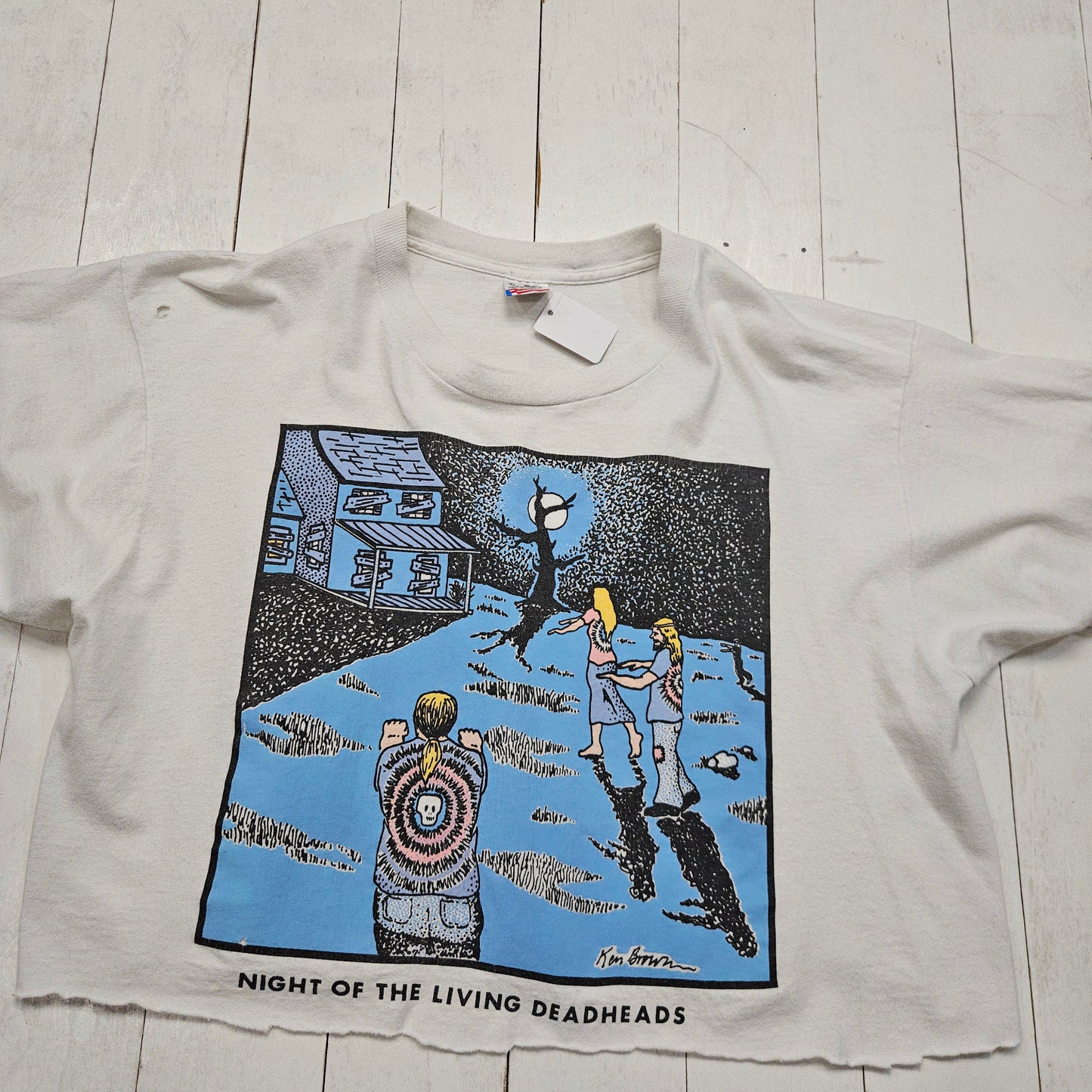 1990s Fruit of the Loom Grateful Dead Night of the Living Deadheads Cropped T-Shirt Made in USA Womens Size XL