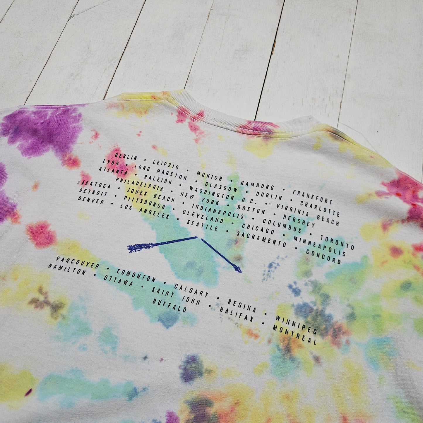 1990s 1996 Tie Dyed Neil Young with Crazy Horse Broken Arrow Tour T-Shirt Made in USA Size L/XL