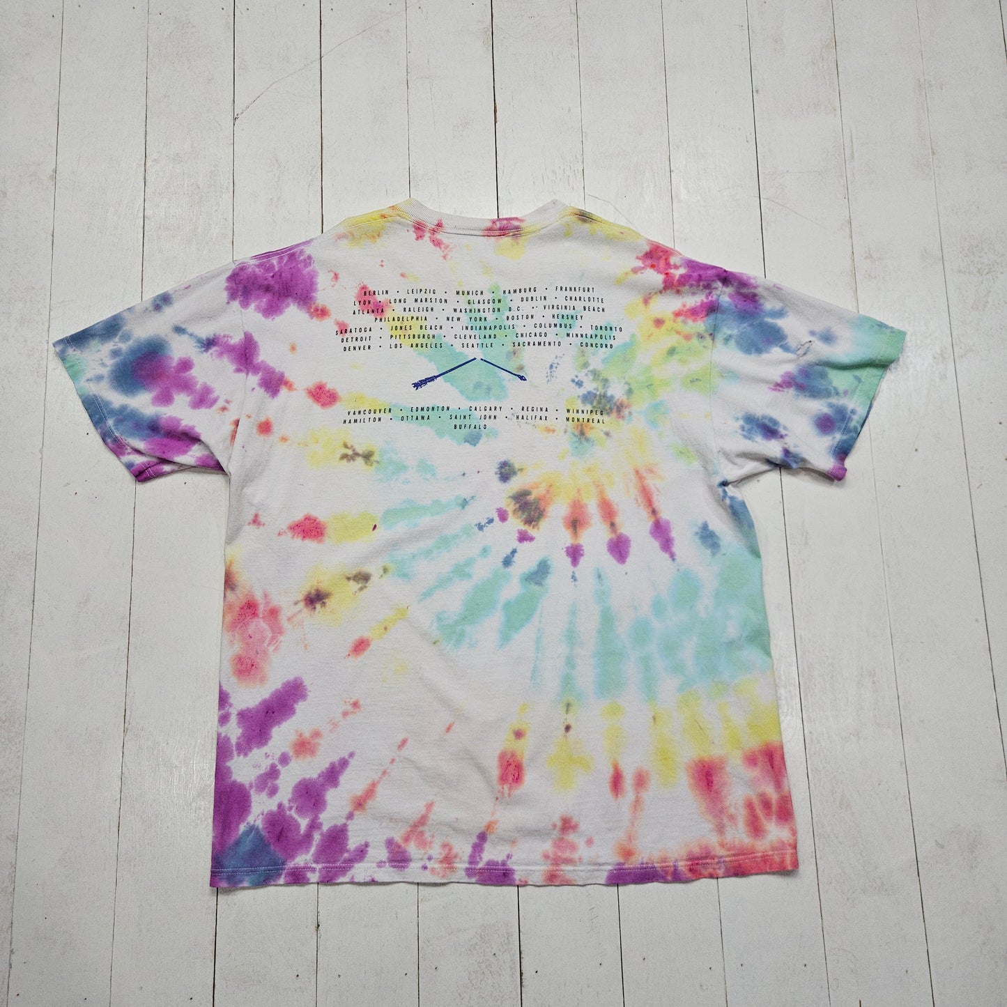 1990s 1996 Tie Dyed Neil Young with Crazy Horse Broken Arrow Tour T-Shirt Made in USA Size L/XL