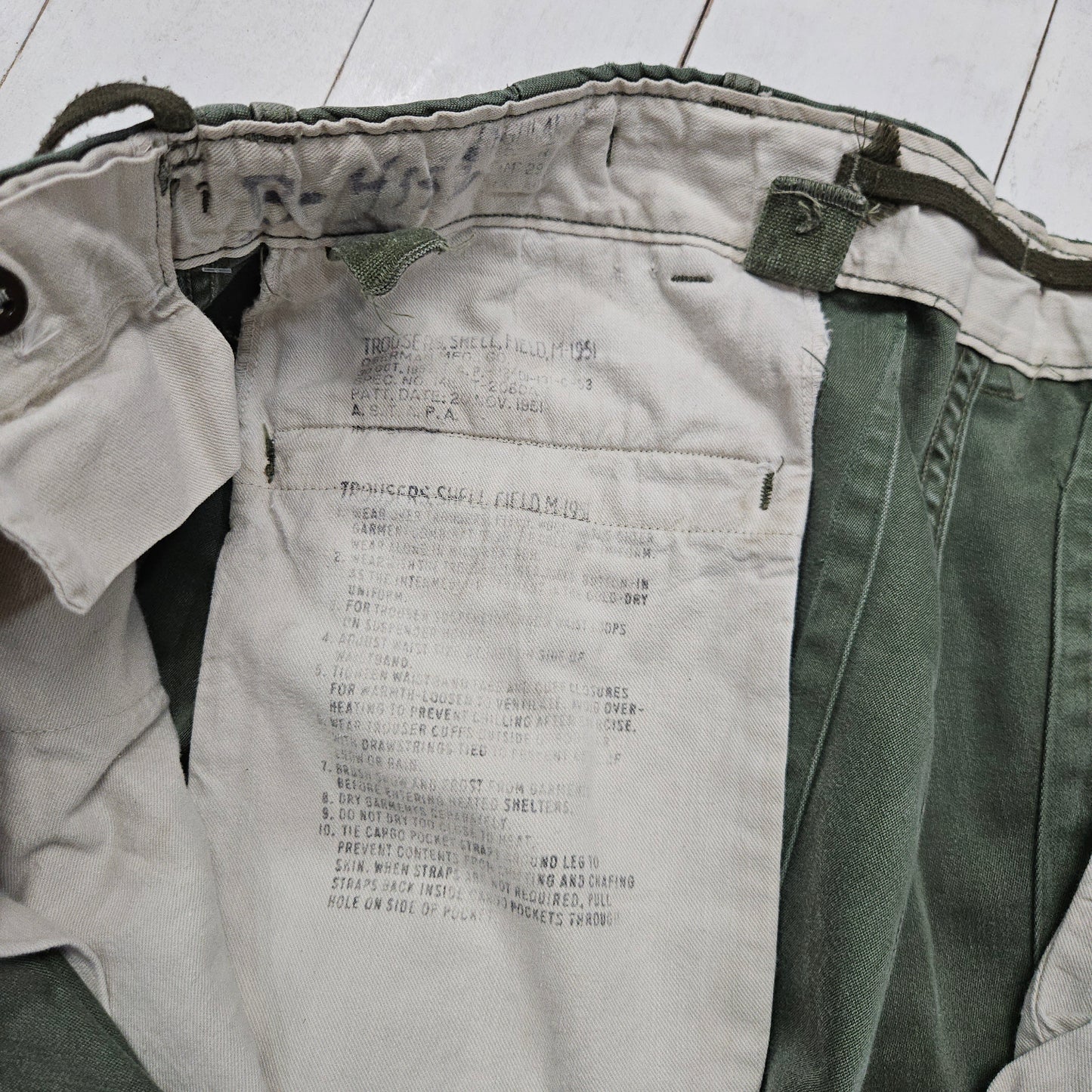 1950s M-1951 Trousers Cargo Pants Olive Green Made in USA Size 28-36
