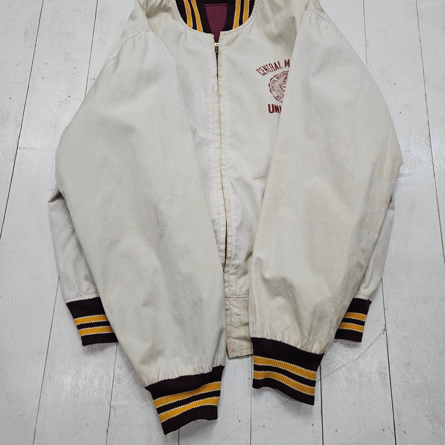 1960s/1970s Jem Reversible Central Michigan University Bomber Jacket Made in USA Size L