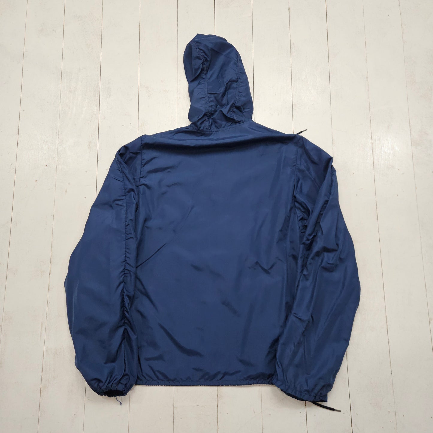 1950s Union Made Navy Blue Nylon Pullover Anorak Windbreaker Jacket Made in USA Mens Size S Womens Size M