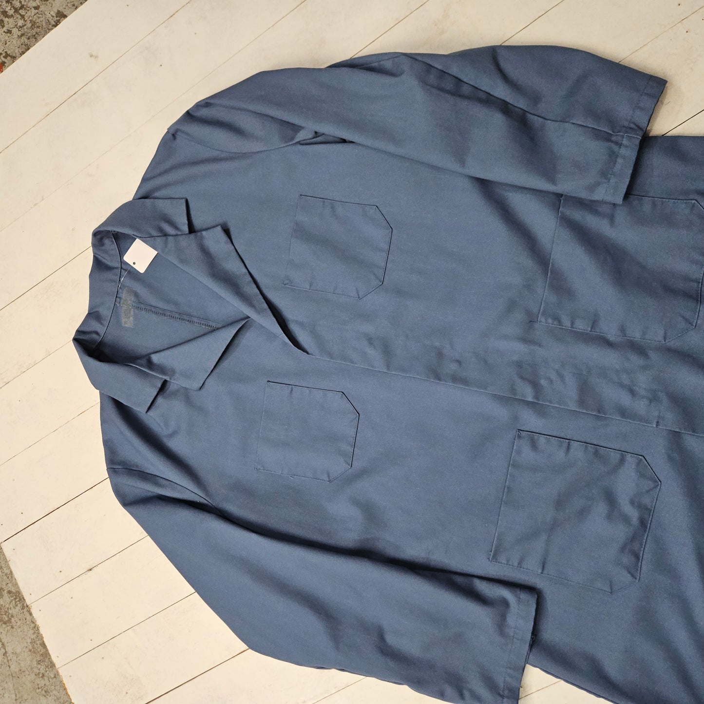 1980s/1990s Wrangler Uniforms Light Blue Shopcoat Made in USA Size L/XL
