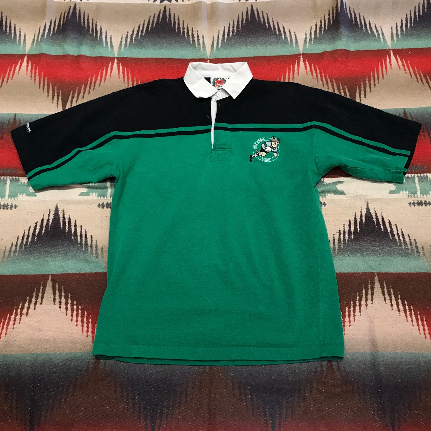 1990s/2000s Barbarian Holy Cross Shortsleeve Rugby Shirt Made in Canada Size L/XL