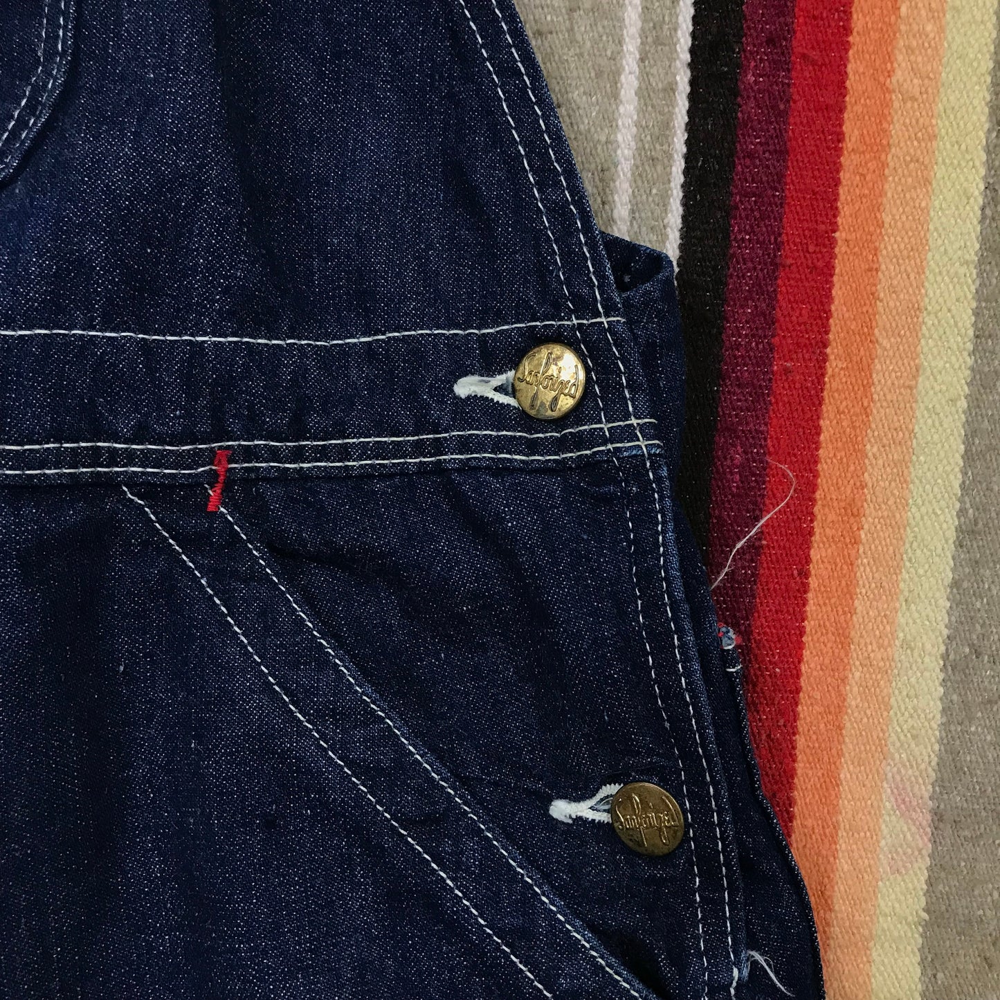 1960s Big Ben 8oz Sanforized Dark Blue Denim Cut-Off Overalls Made in USA Size 38