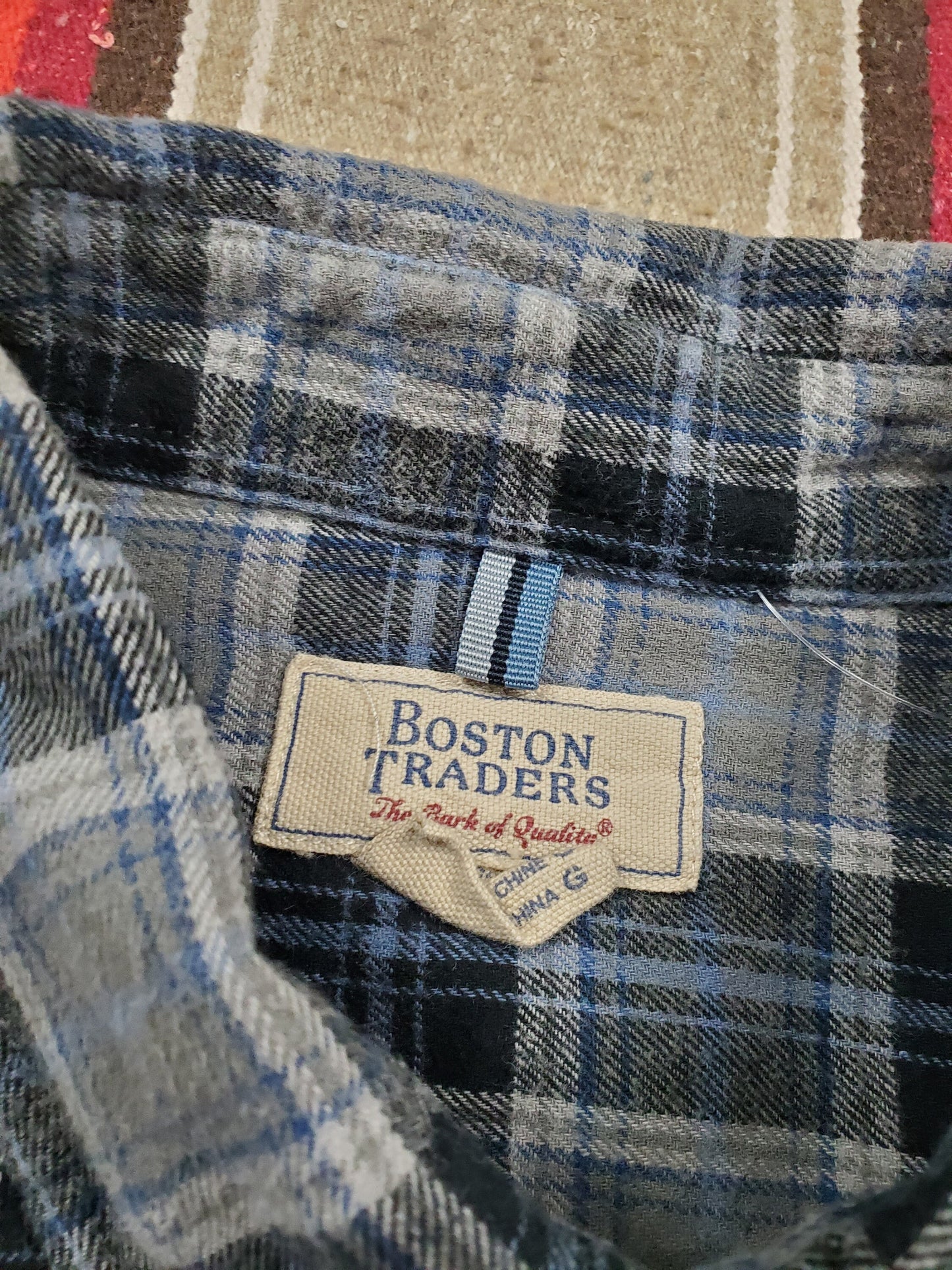 2010s Boston Traders Button Down Grey Plaid Flannel Shirt Size L