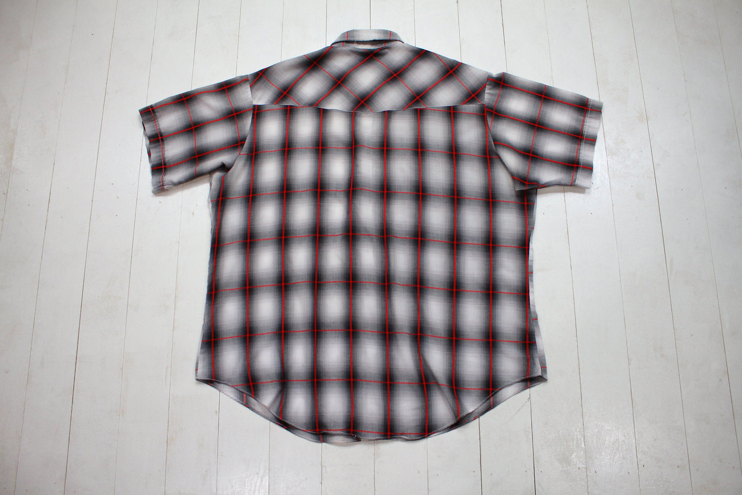 1990s ELY Cattleman Shadow Plaid Sawtooth Pocket Shortsleeve Western Shirt Size XXL