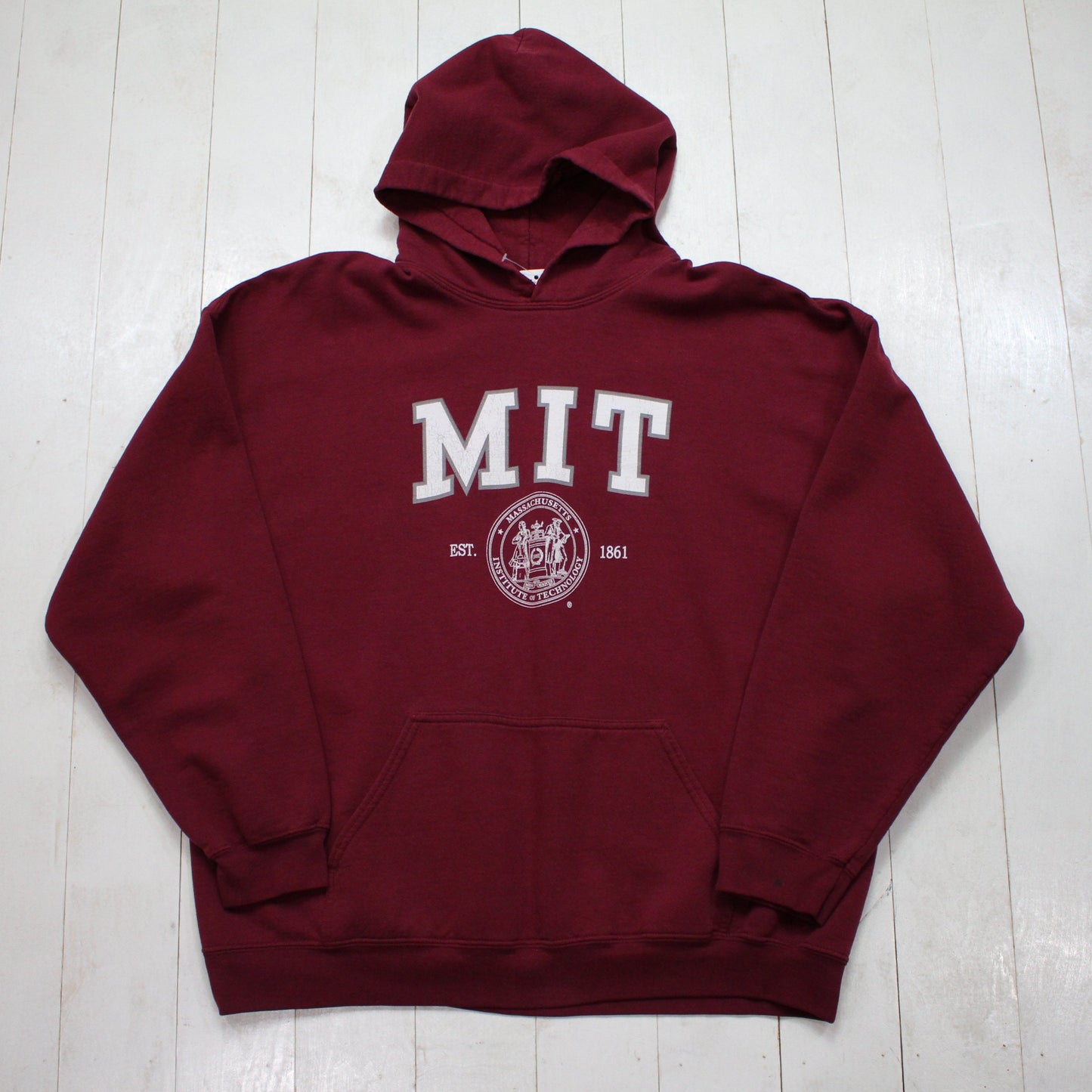 2000s/2010s MIT Burgundy Hoodie Sweatshirt Size XL