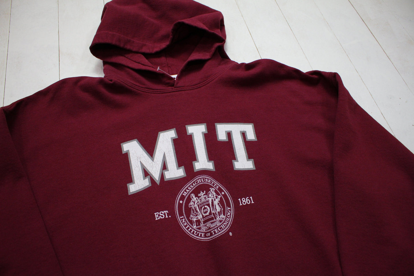 2000s/2010s MIT Burgundy Hoodie Sweatshirt Size XL