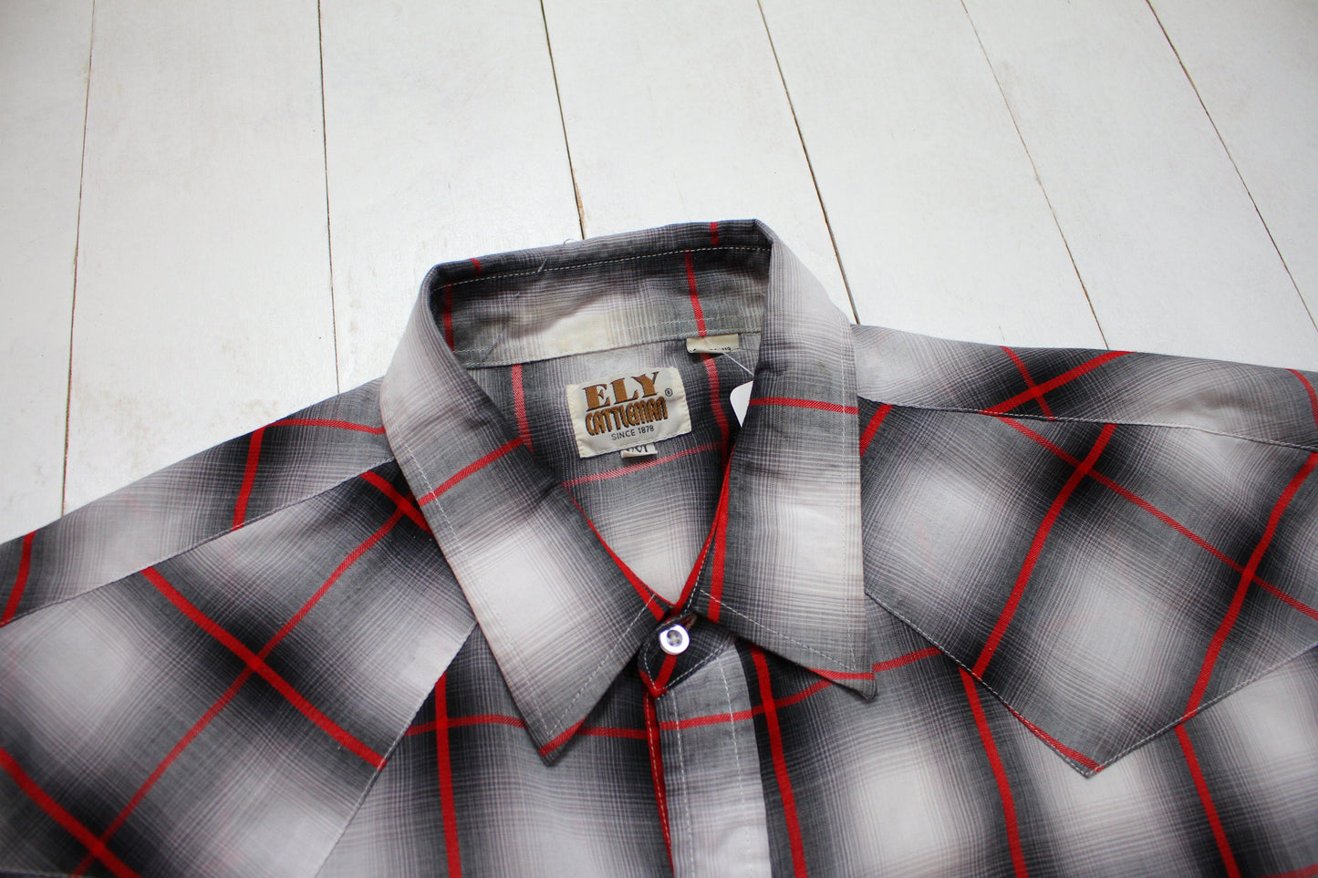 1990s ELY Cattleman Shadow Plaid Sawtooth Pocket Shortsleeve Western Shirt Size XXL