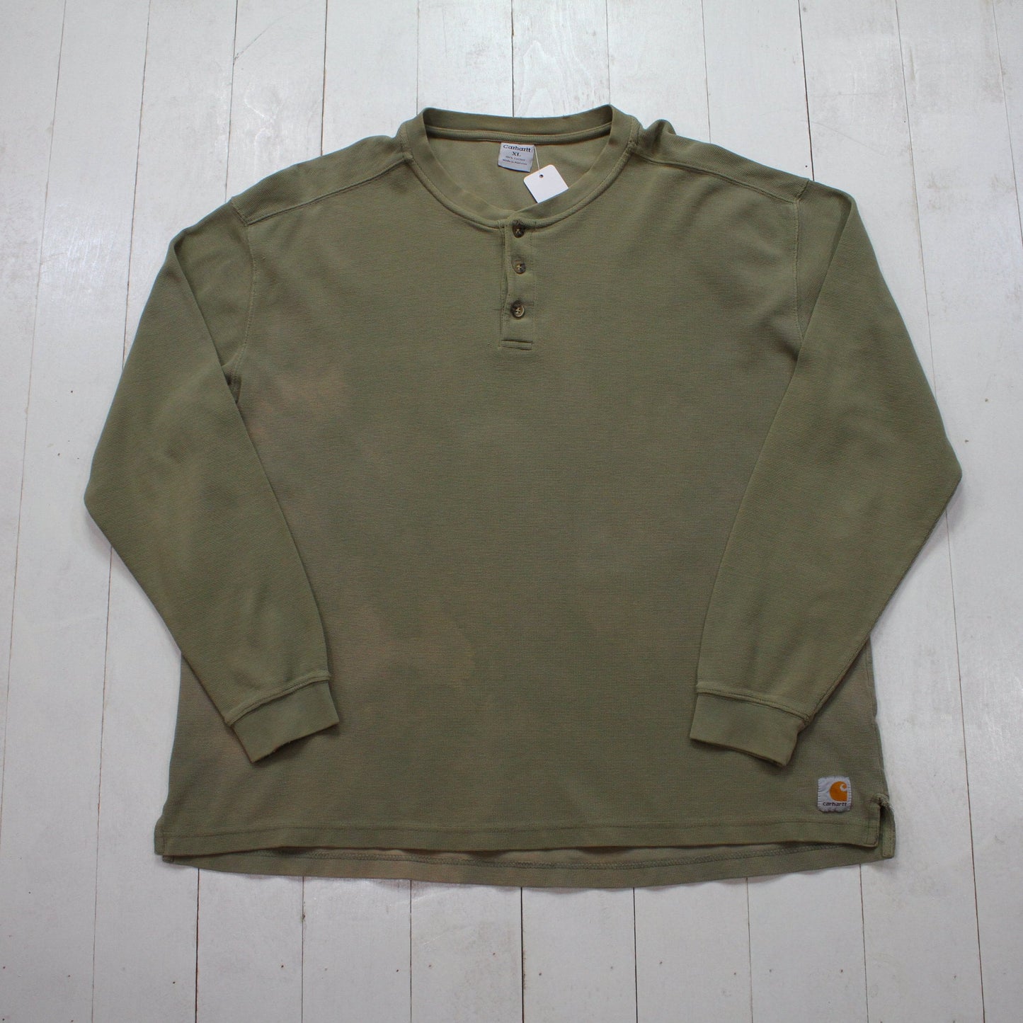2000s Carhartt Henley Collar Thermal Long Sleeve T-Shirt Size XXL