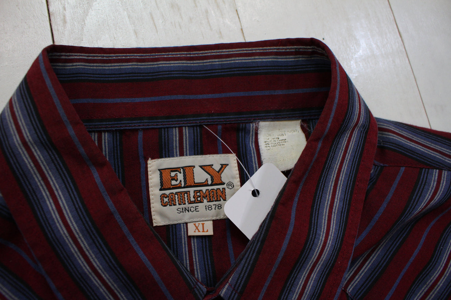 1990s/2000s ELY Cattleman Striped Shortsleeve Pearl Snap Western Shirt Size XL/XXL