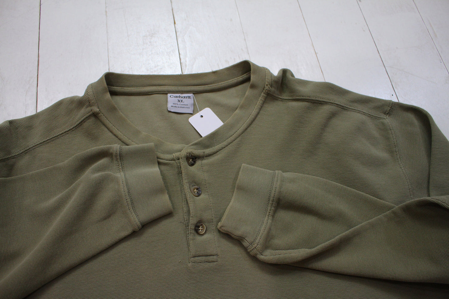 2000s Carhartt Henley Collar Thermal Long Sleeve T-Shirt Size XXL