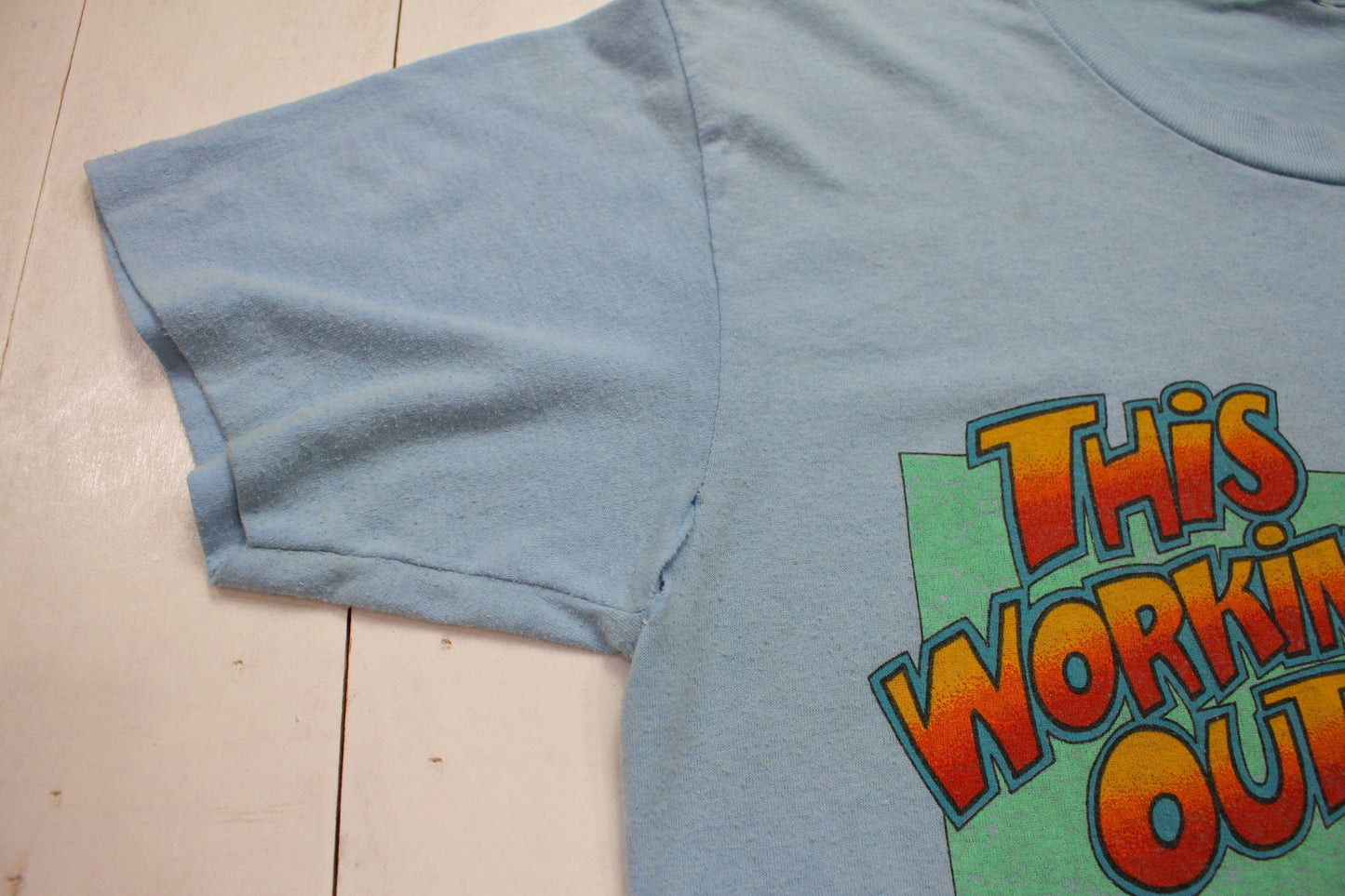 1980s/1990s Sun Sportswear Tuthill Cartoon Cat This Workin' Out Just Ain't Workin' Out! Funny T-Shirt Size M