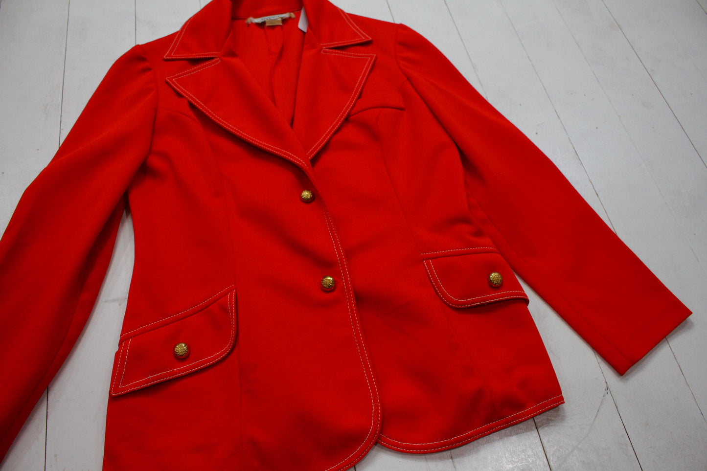 1980s Joyce Red Blazer Jacket Made in USA Women's Size L