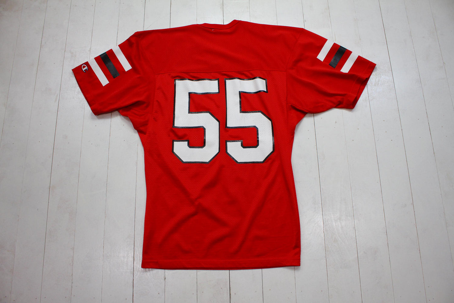 1990s Champion Blank Red 55 Football Jersey Made in USA Size M/L