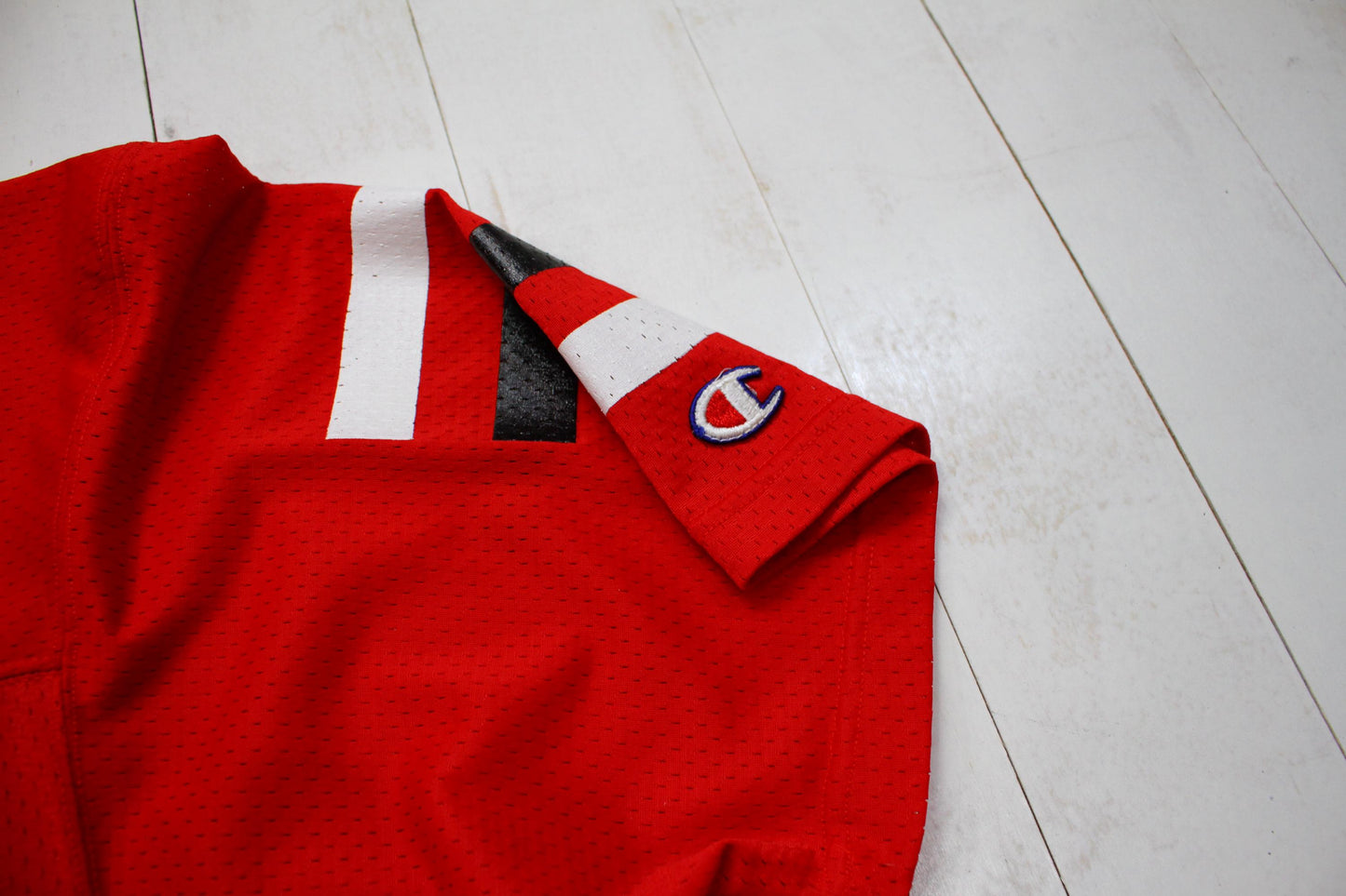 1990s Champion Blank Red 55 Football Jersey Made in USA Size M/L