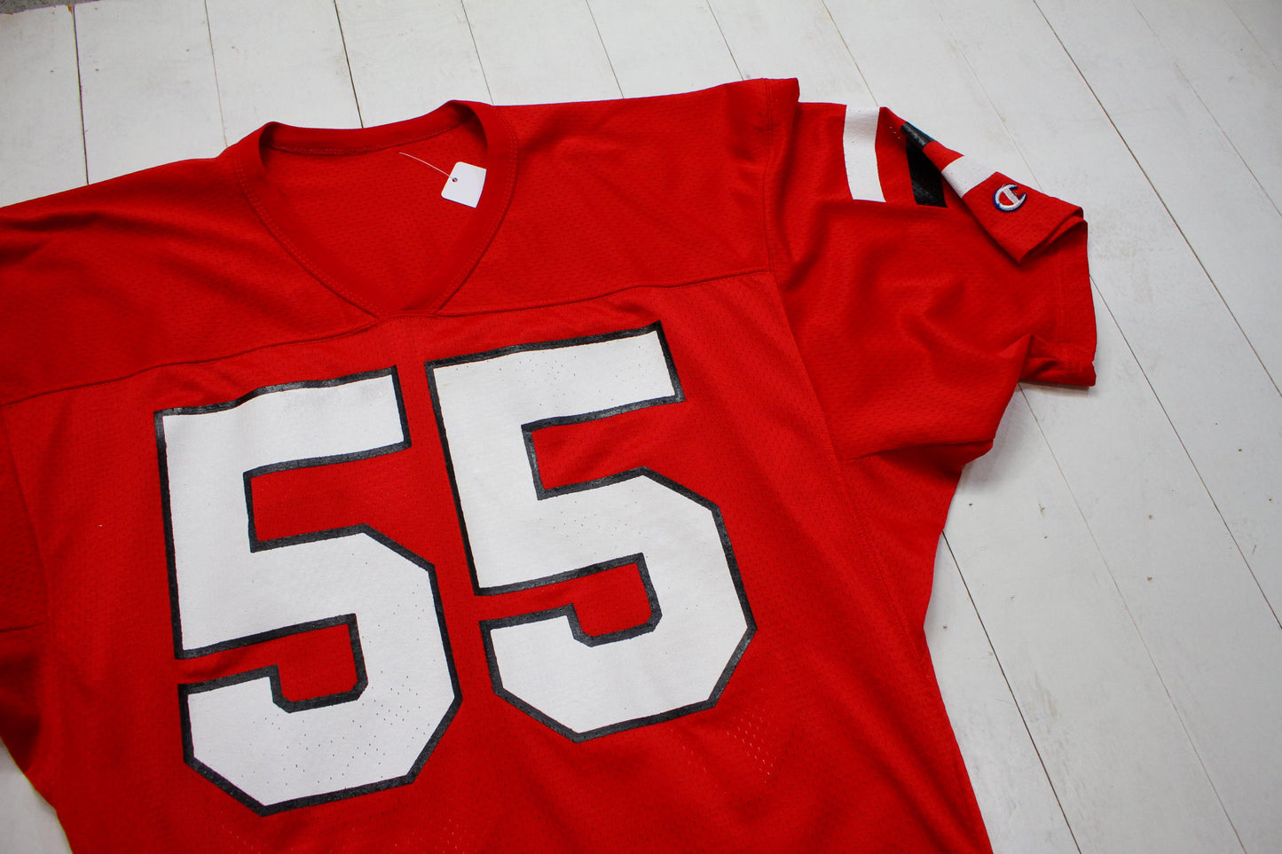 1990s Champion Blank Red 55 Football Jersey Made in USA Size M/L