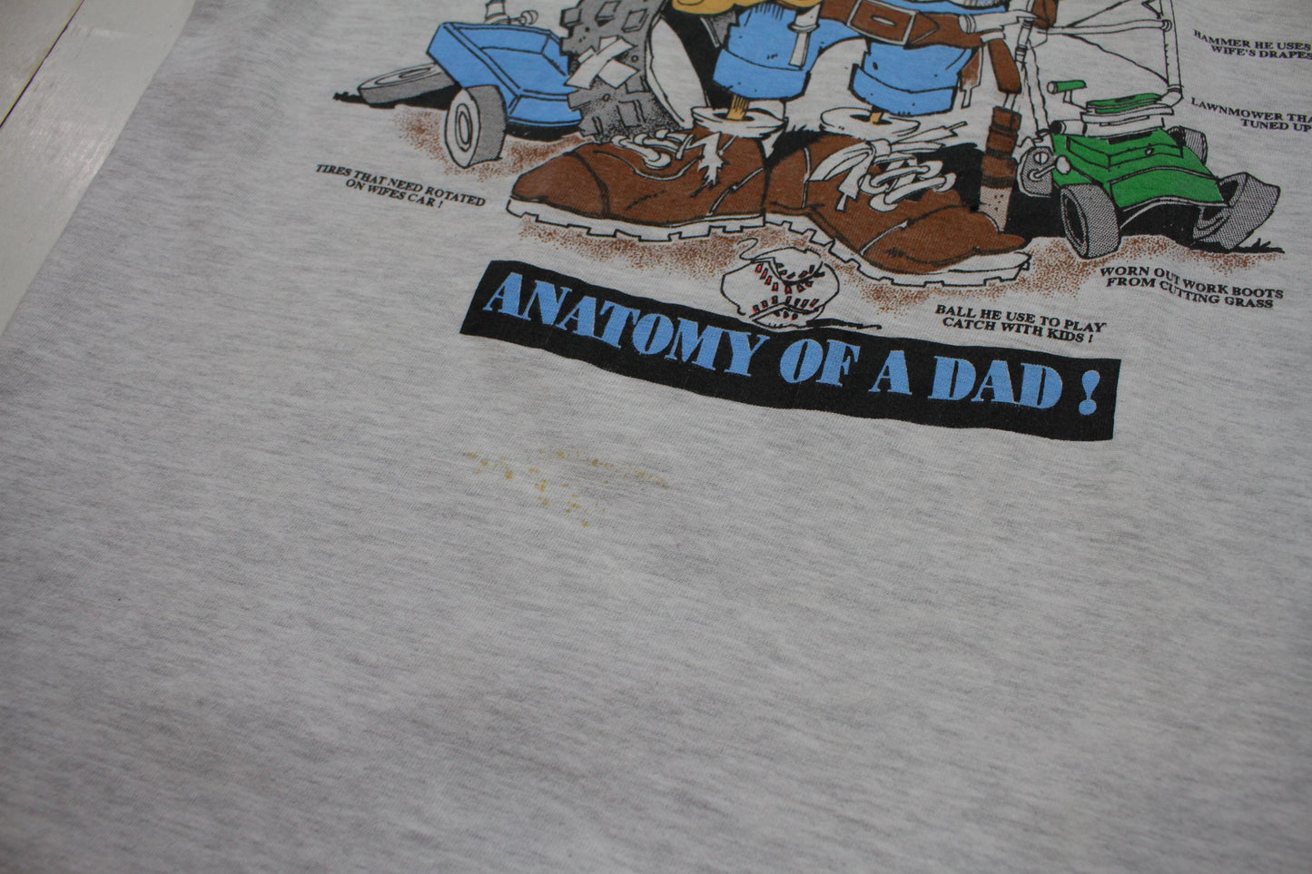 1990s Anatomy of a Dad Funny Cartoon T-Shirt Size L