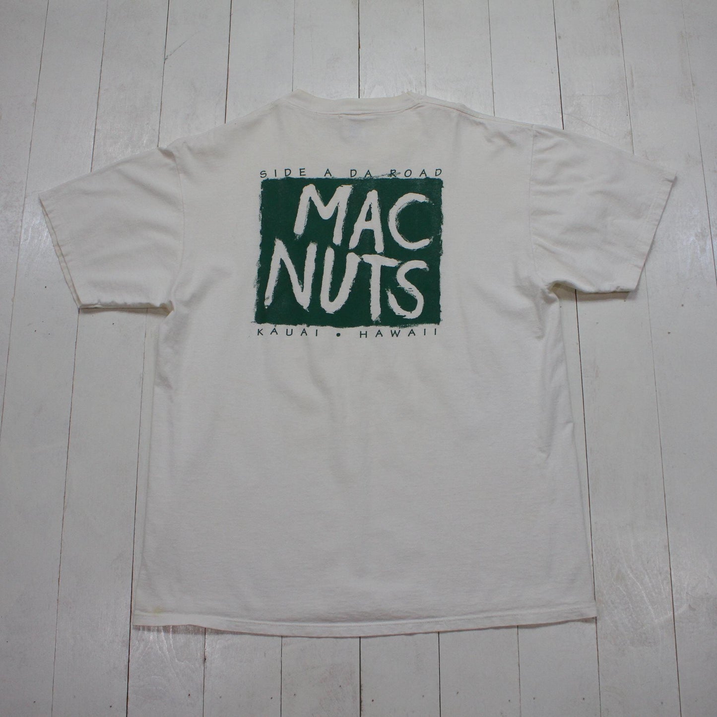 1990s Mac Nuts Side A Da Road Kauai Hawaii T-Shirt Made in USA Size L