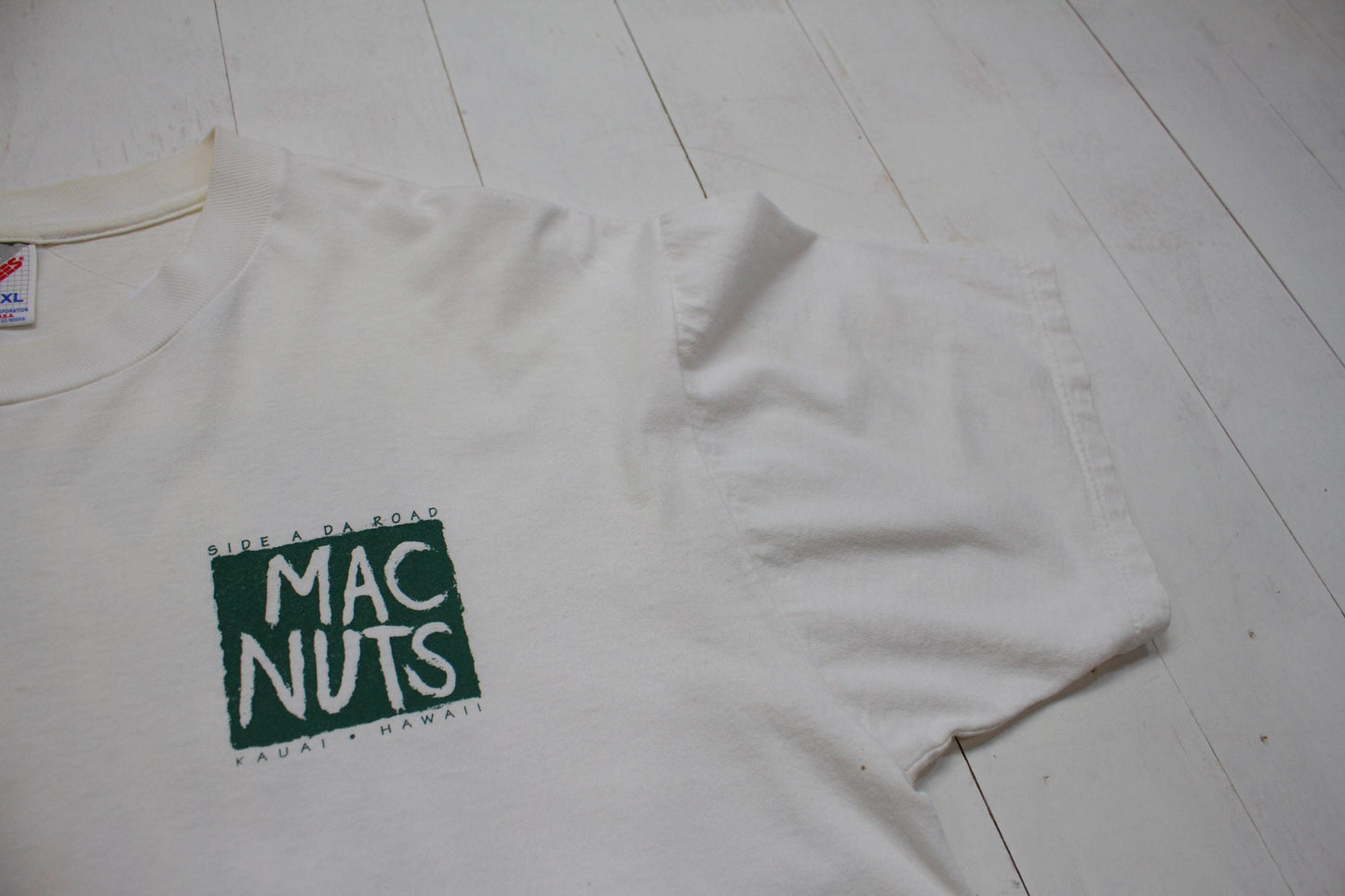 1990s Mac Nuts Side A Da Road Kauai Hawaii T-Shirt Made in USA Size L