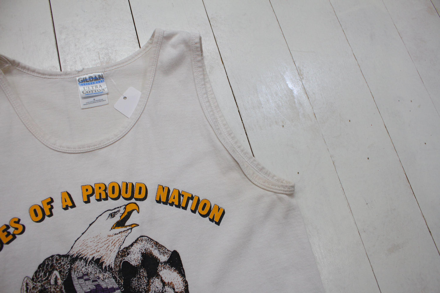 2000s Y2K 2002 Echoes of a Proud Nation Kahnawake Mohawk Territory Pow Wow Tank Top T-Shirt Size S