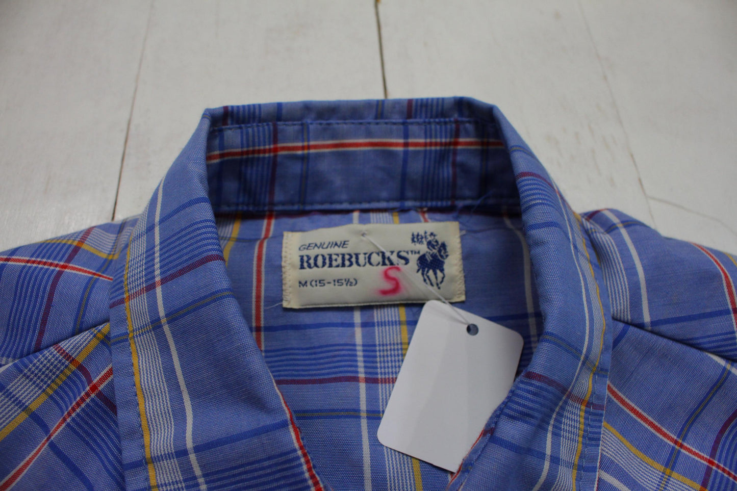 1980s/1990s Roebucks Shortsleeve Pearl Snap Western Shirt Size M