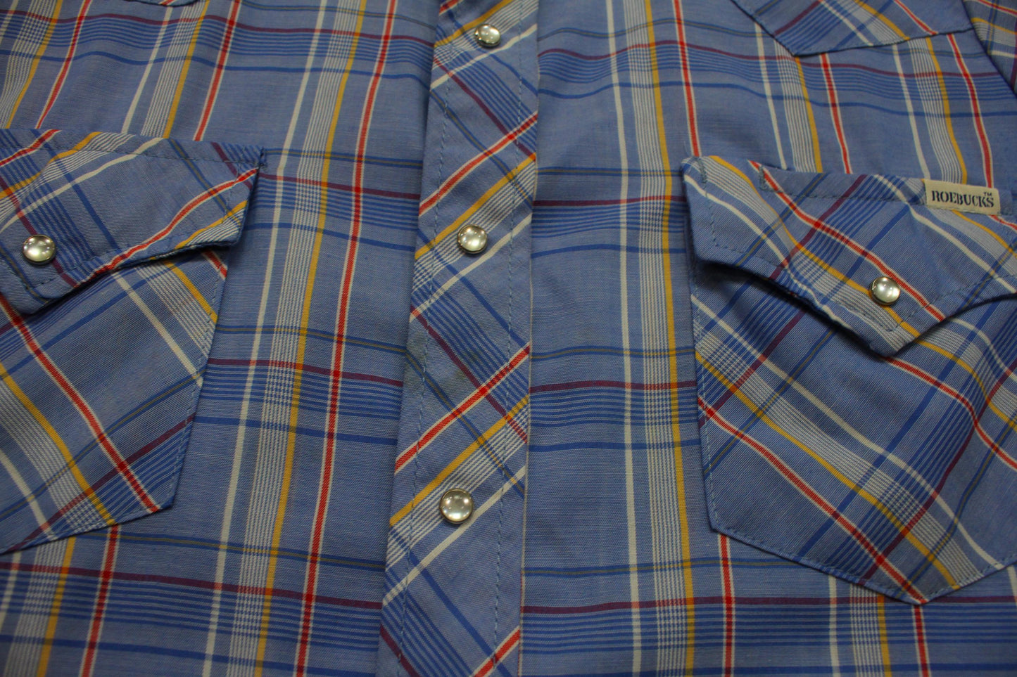 1980s/1990s Roebucks Shortsleeve Pearl Snap Western Shirt Size M