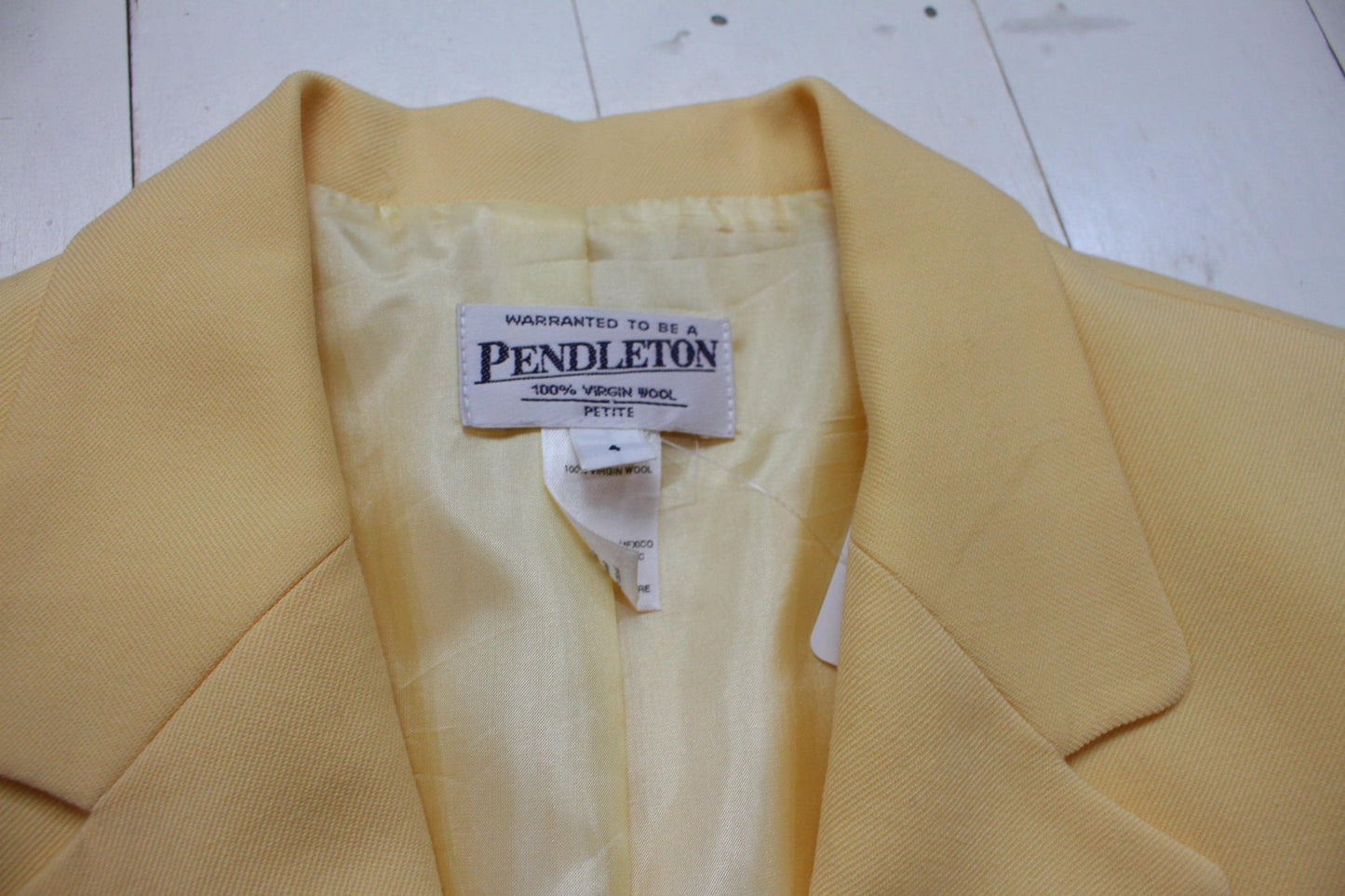 2000s Y2K Pendleton Virgin Wool Butter Yellow Womens Blazer Jacket Womens Size S
