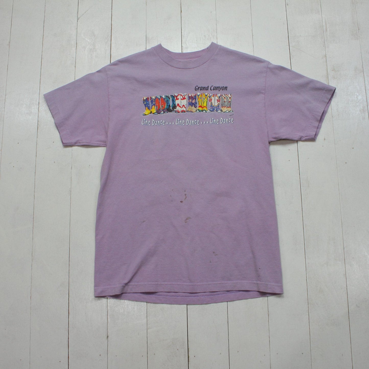 1990s/2000s Y2K Grand Canyon Line Dance Cowboy Boots Souvenir T-Shirt Size S