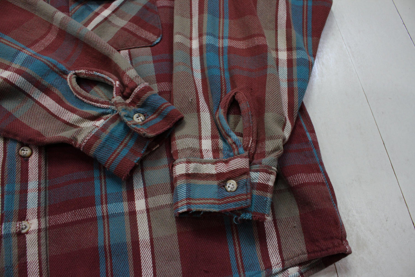 2000s Five Brother Plum Plaid Flannel Shirt Work Shirt Size L
