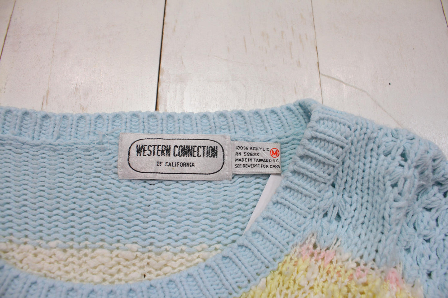 1980s/1990s Western Connection Easter Pastel Striped Acrylic Knit Sweater Size S