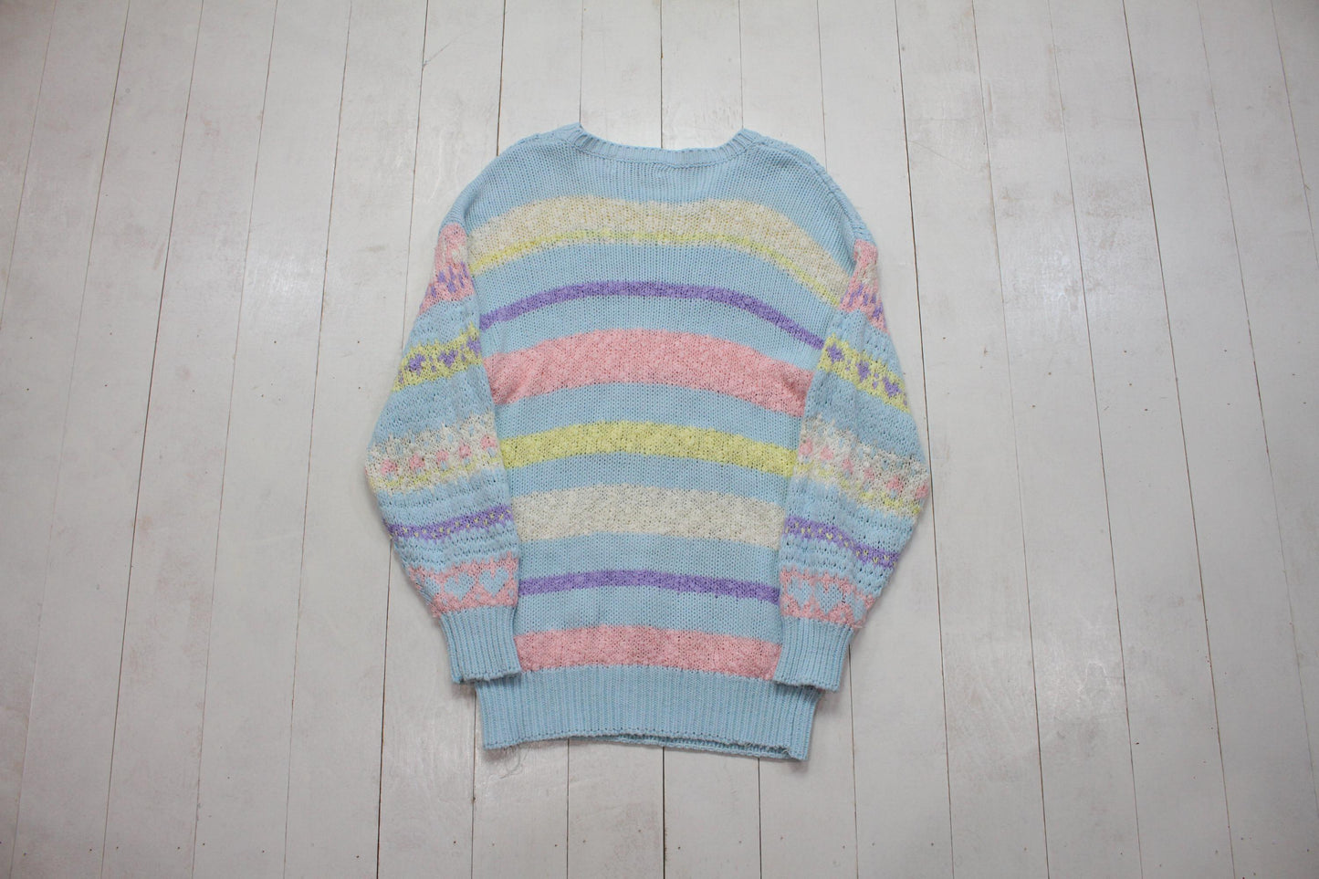 1980s/1990s Western Connection Easter Pastel Striped Acrylic Knit Sweater Size S