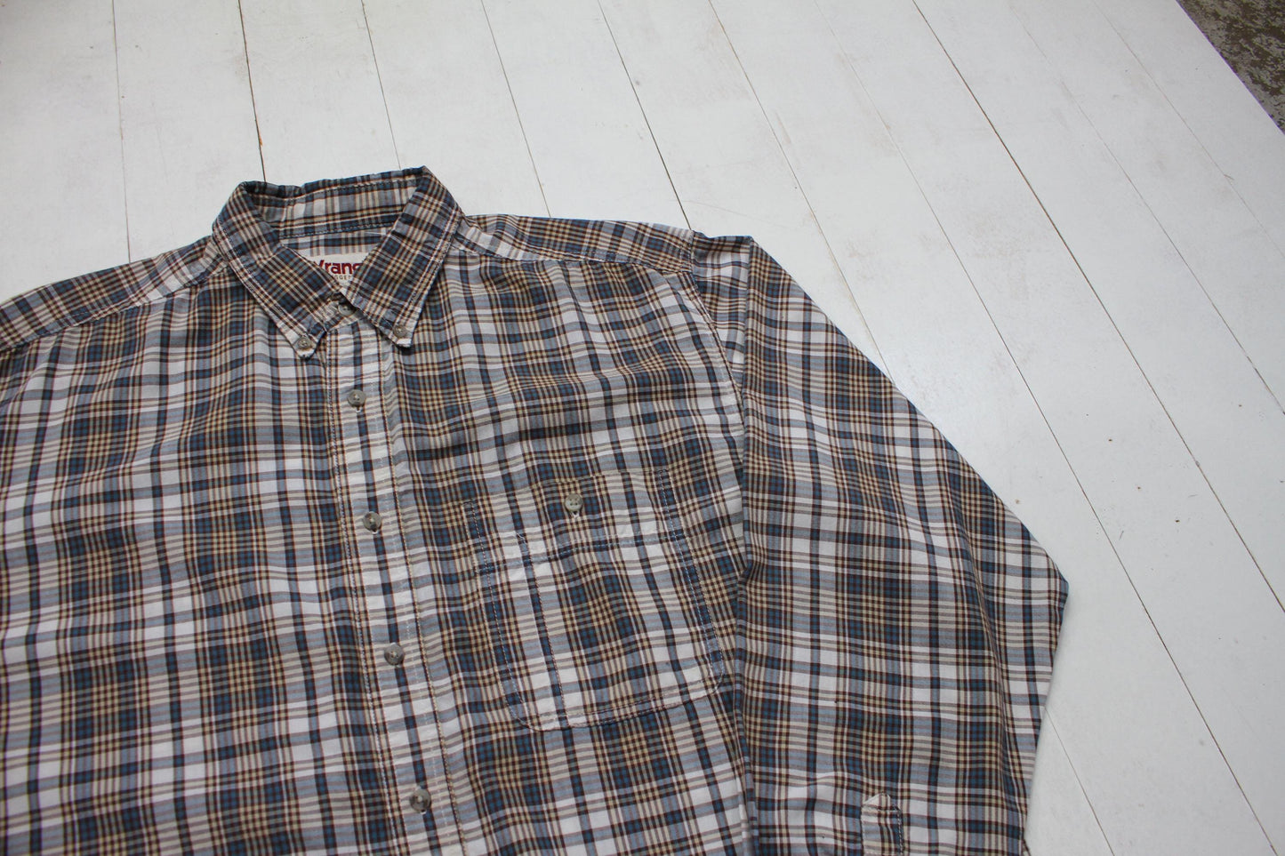 2000s Y2K Wrangler Rugged Wear Window Pane Plaid Button Down Shirt Size XXL