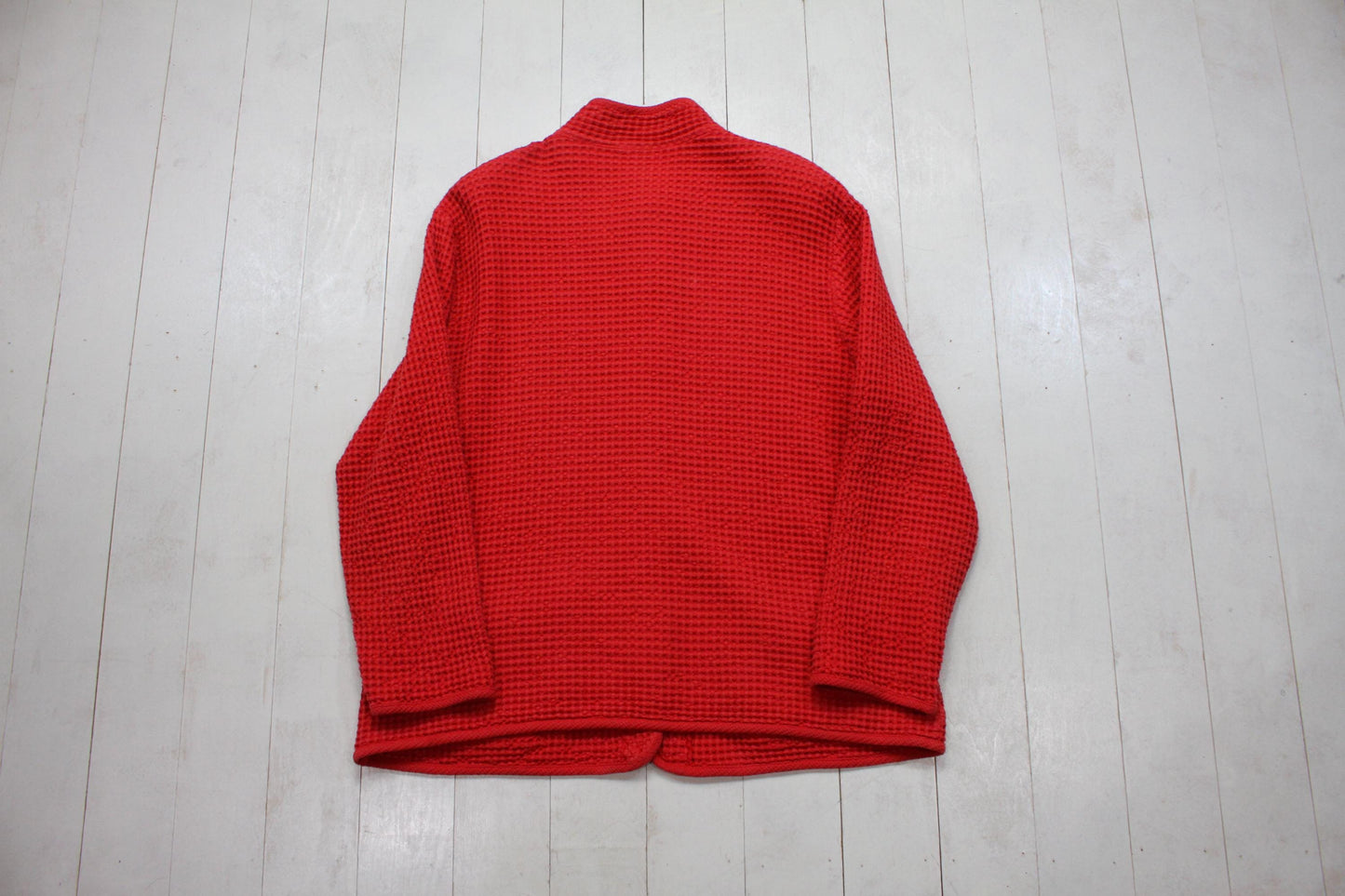 1990s Focus Pink Waffle Cotton Knit Jacket Made in USA Size L