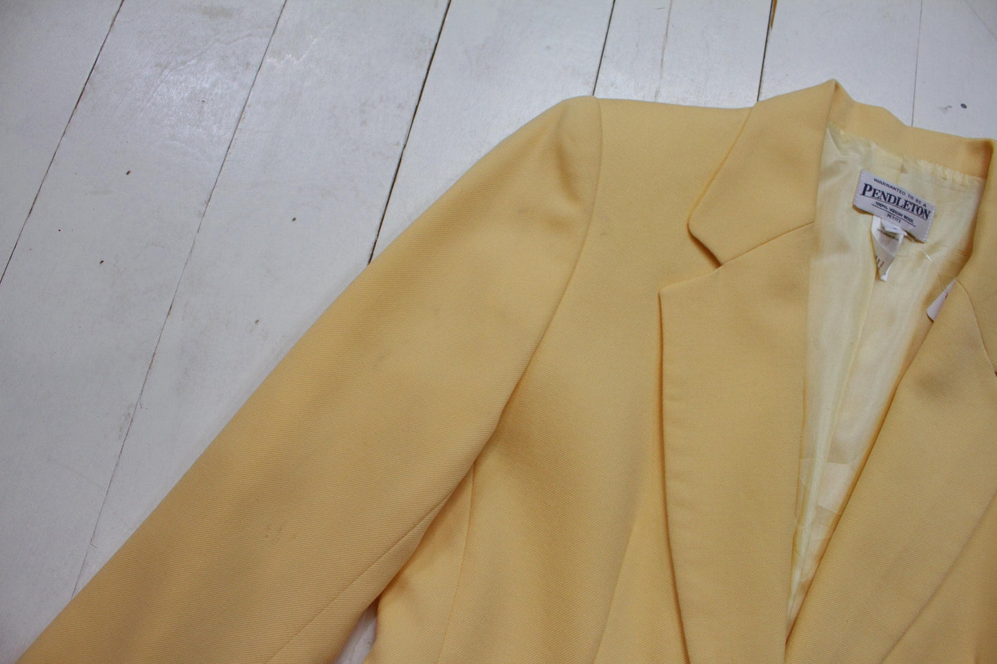 2000s Y2K Pendleton Virgin Wool Butter Yellow Womens Blazer Jacket Womens Size S